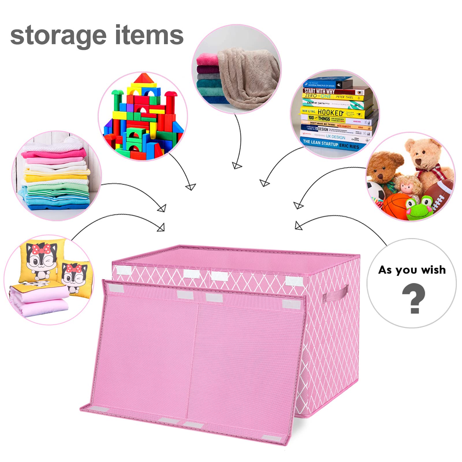 Large Fabric Toy Storage Box with Flip-Top Lid