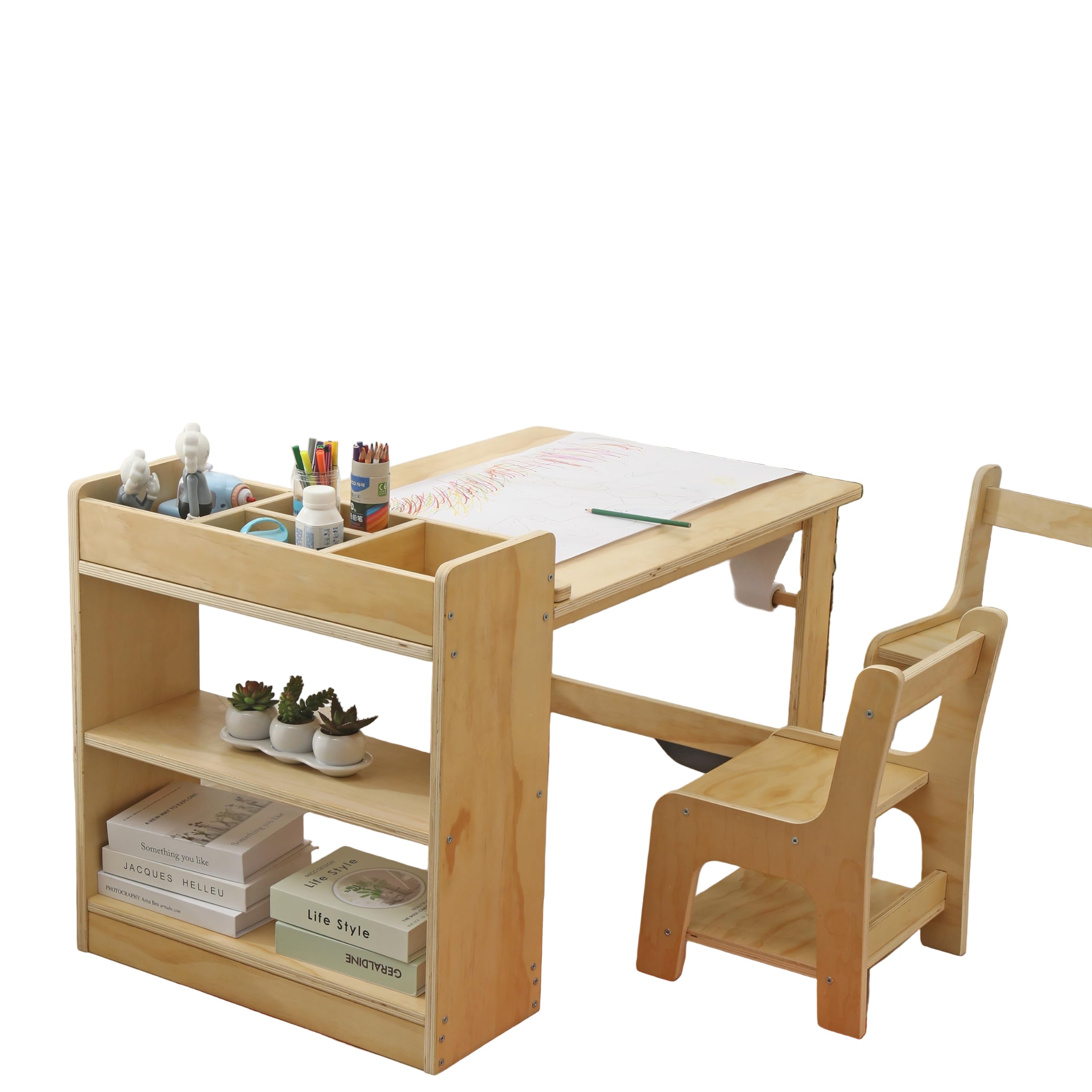 Kids Art Table and Chair Set with Shelves for Endless Creativity