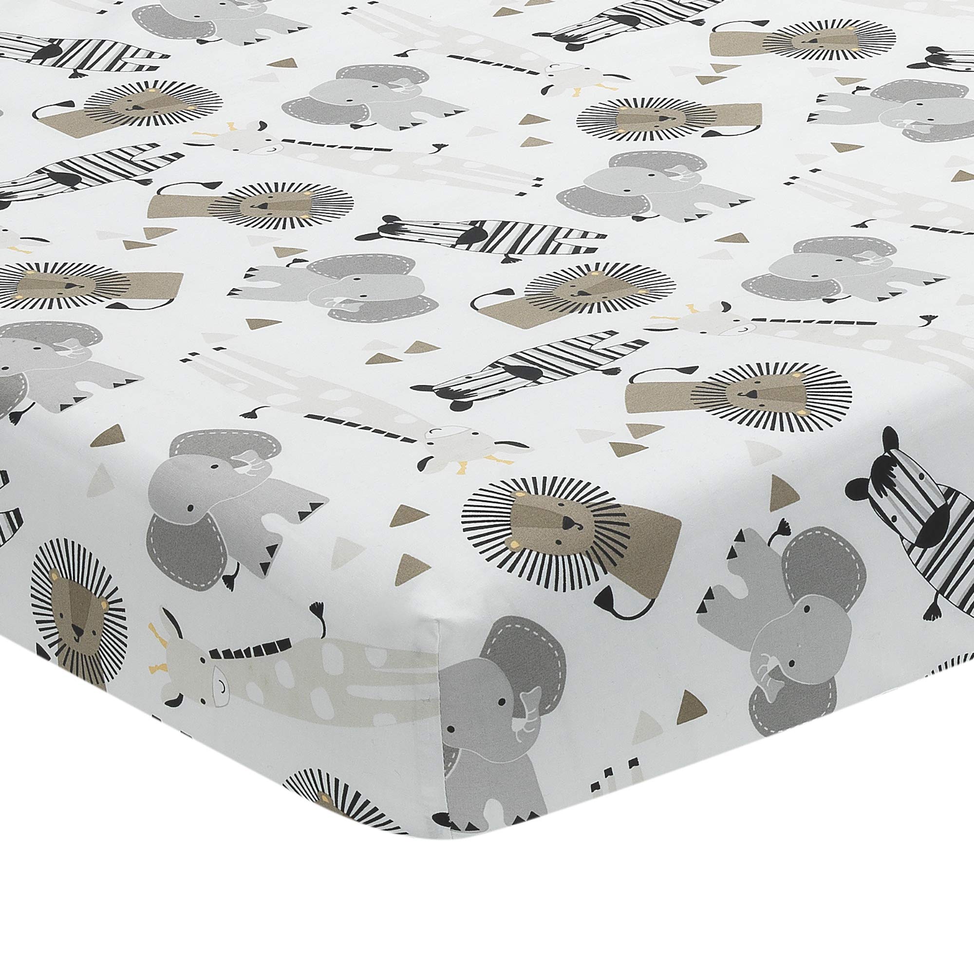 Elephant Mini Crib Bedding Set - Gray White Safari Theme