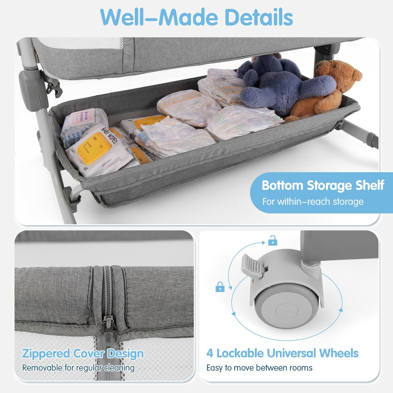 3-in-1 Convertible Baby Bassinet with Adjustable Height