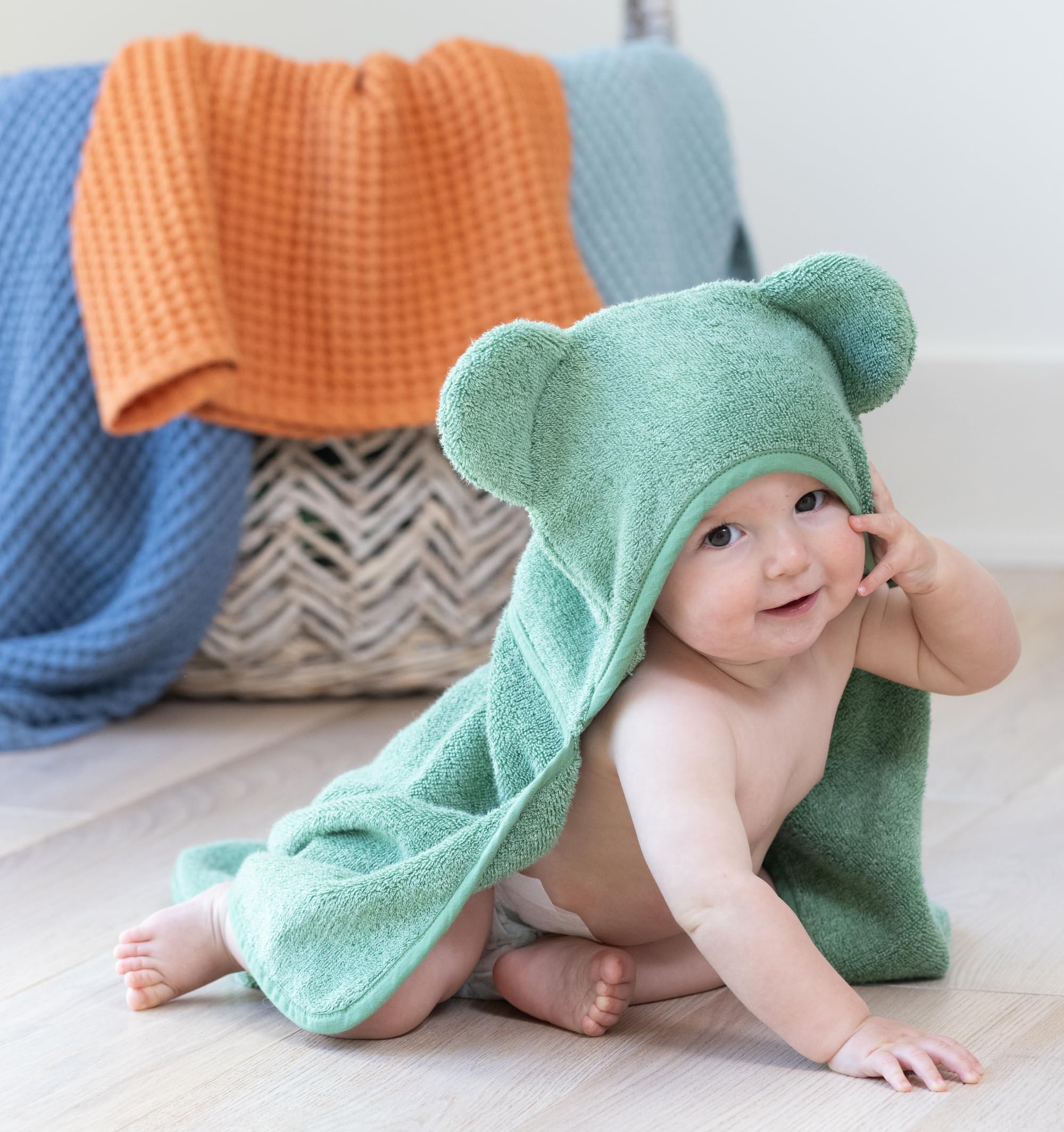 Baby Bath Towel and Wash Mitt Set – Soft Absorbent Hooded