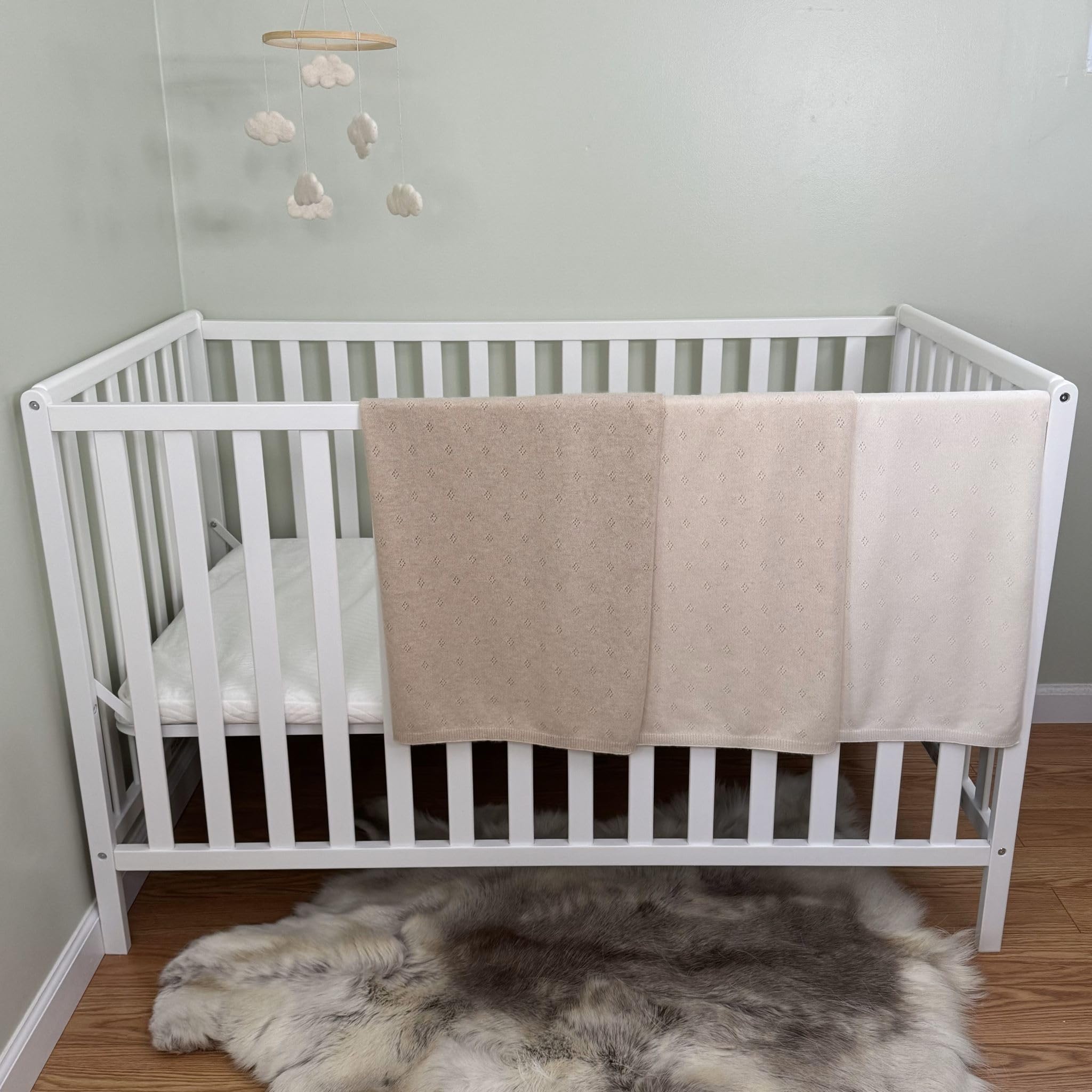 100% Cashmere Baby Blanket Pointelle Design in Brown Sugar - Unisex