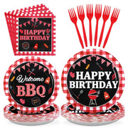 Pcs BBQ Party Decorations for Birthday Picnic Red and Black Gingham