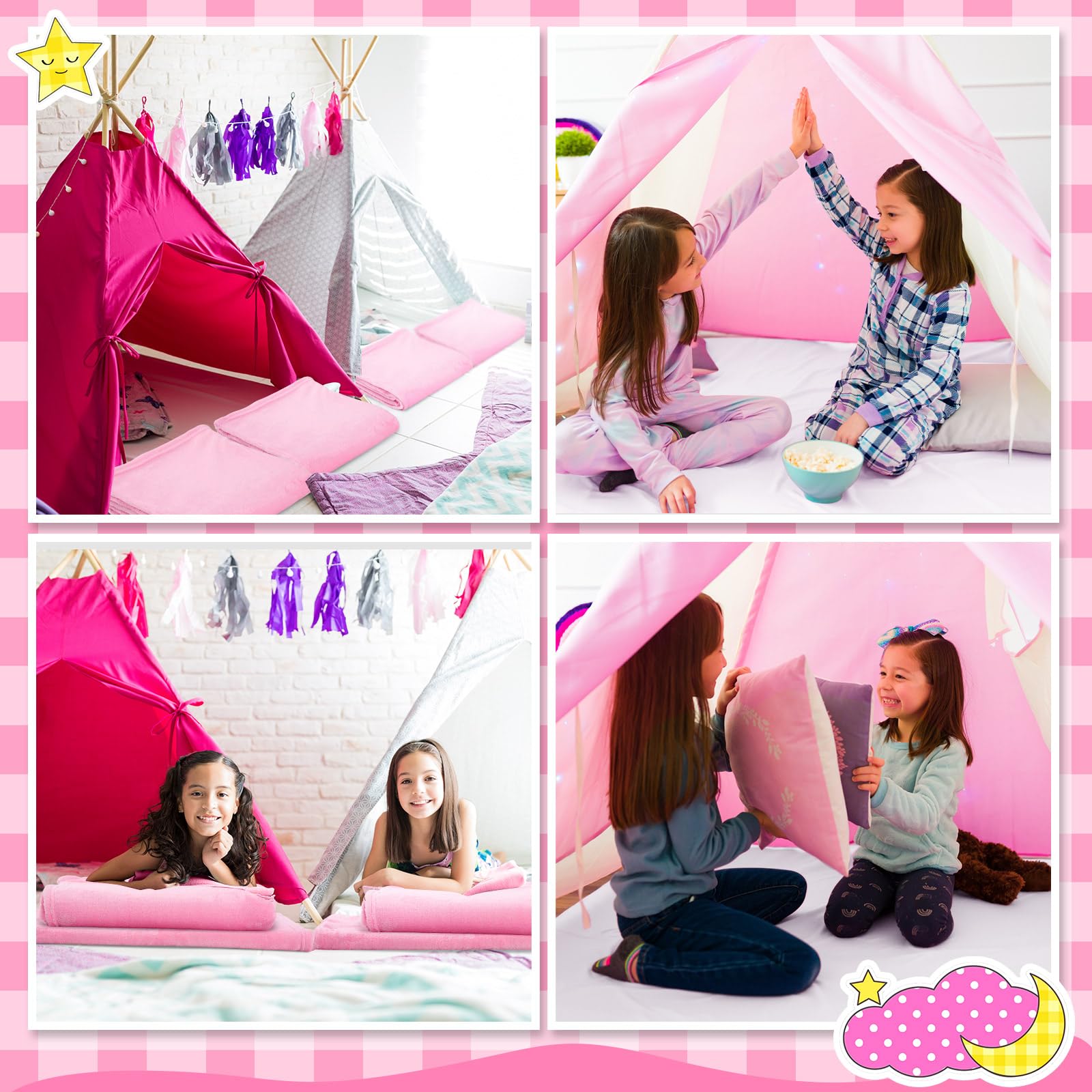 Sleepover Party Bedding Set with Throw Blankets and Air Mattress Covers