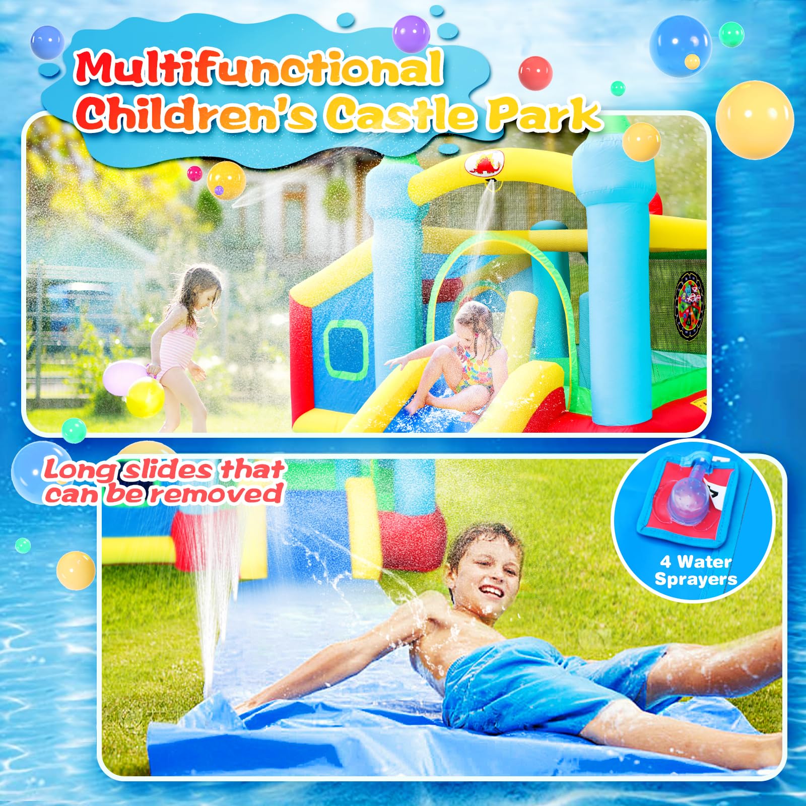 Inflatable Bounce House with Water Slide and Ball Pit