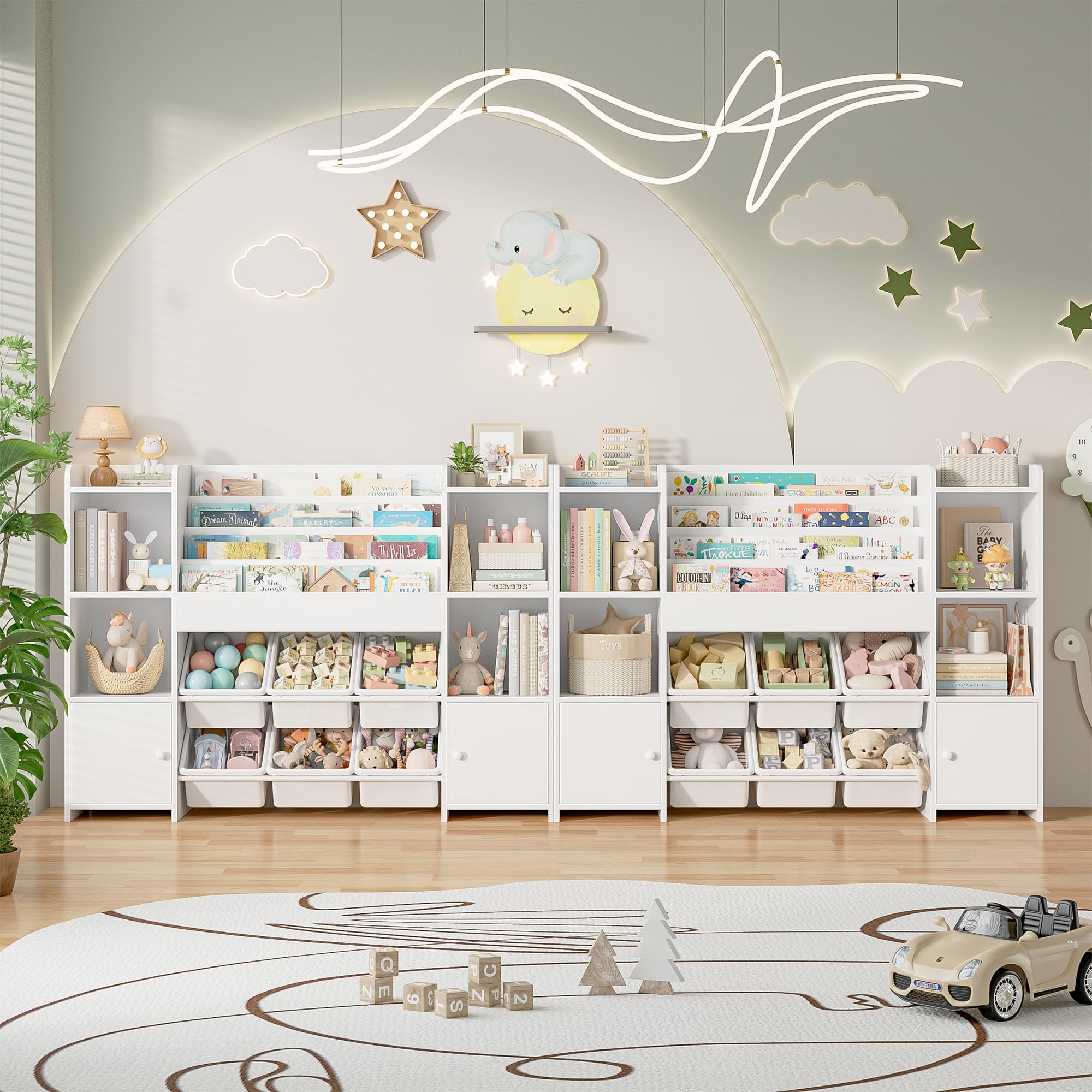 Kids Toy Storage Organizer with Bookshelf and Bins