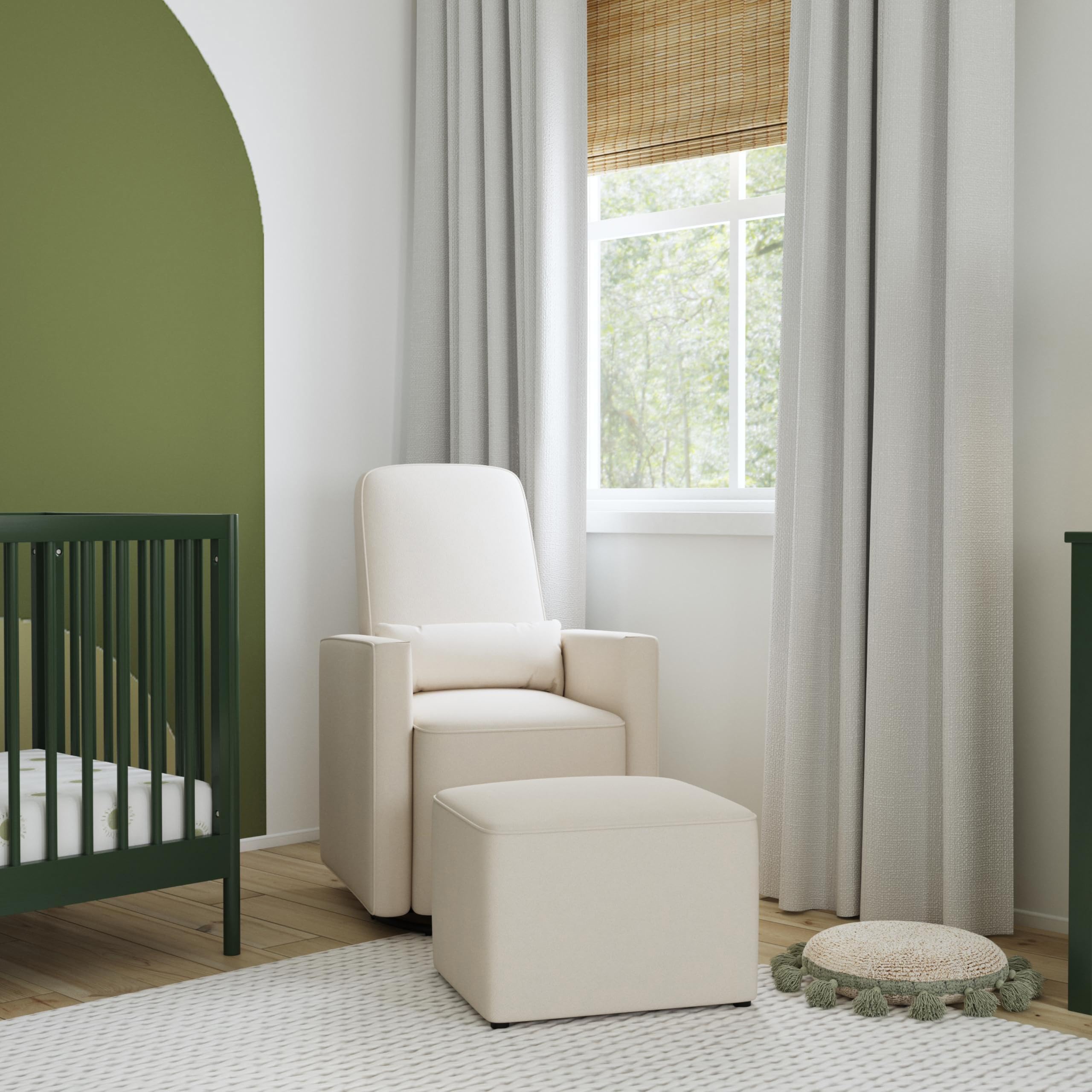 Olive Upholstered Swivel Glider with Bonus Ottoman