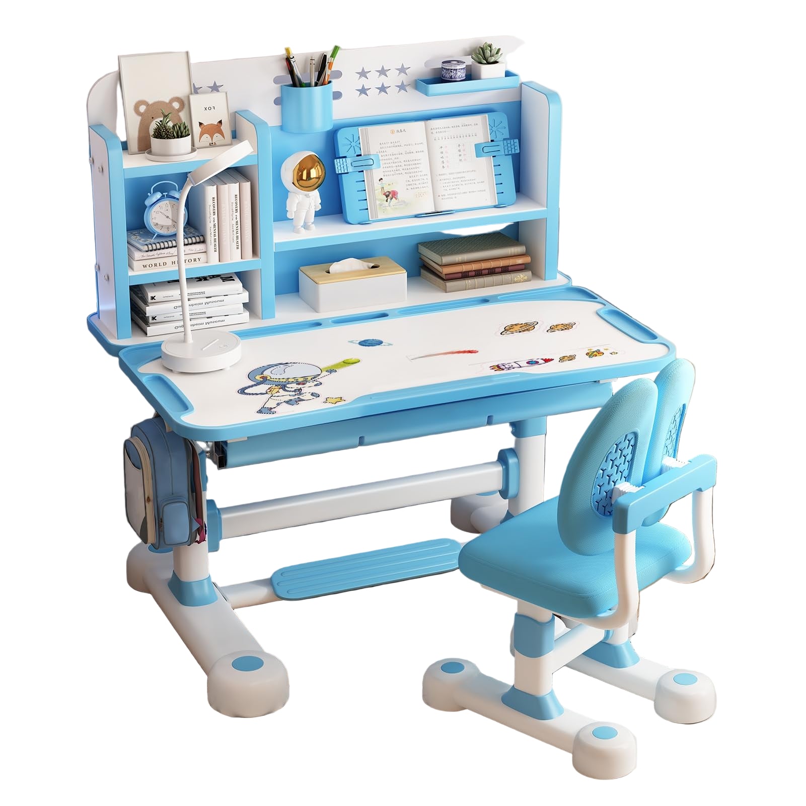 Chair Set, Height Adjustable Children School Study Table Chair