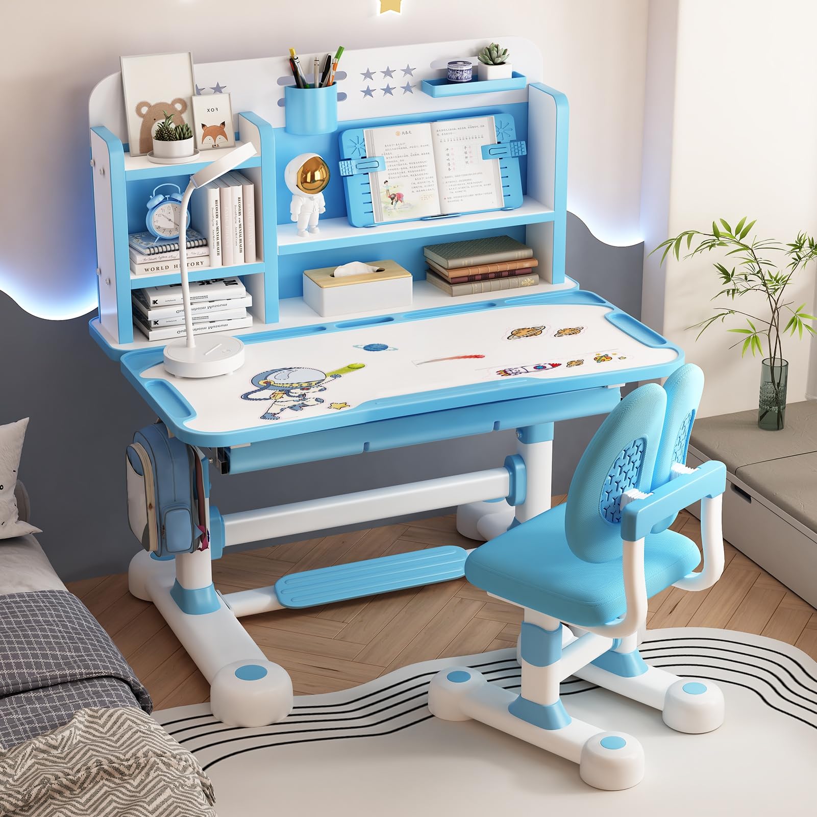 Height Adjustable Kids Study Desk and Chair Set