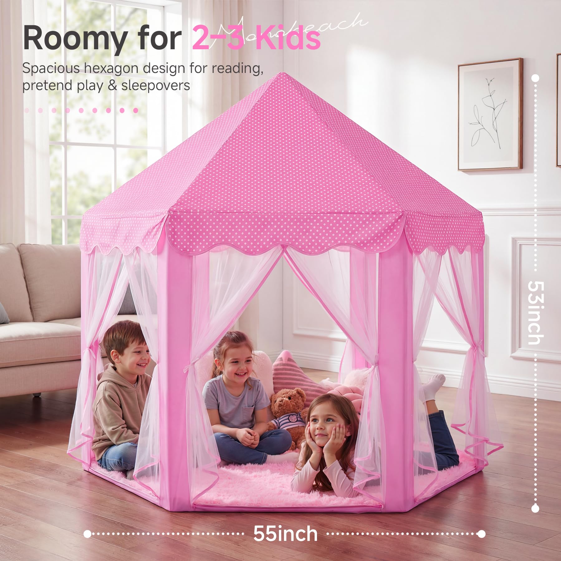 Princess Castle Play Tent with Star Lights
