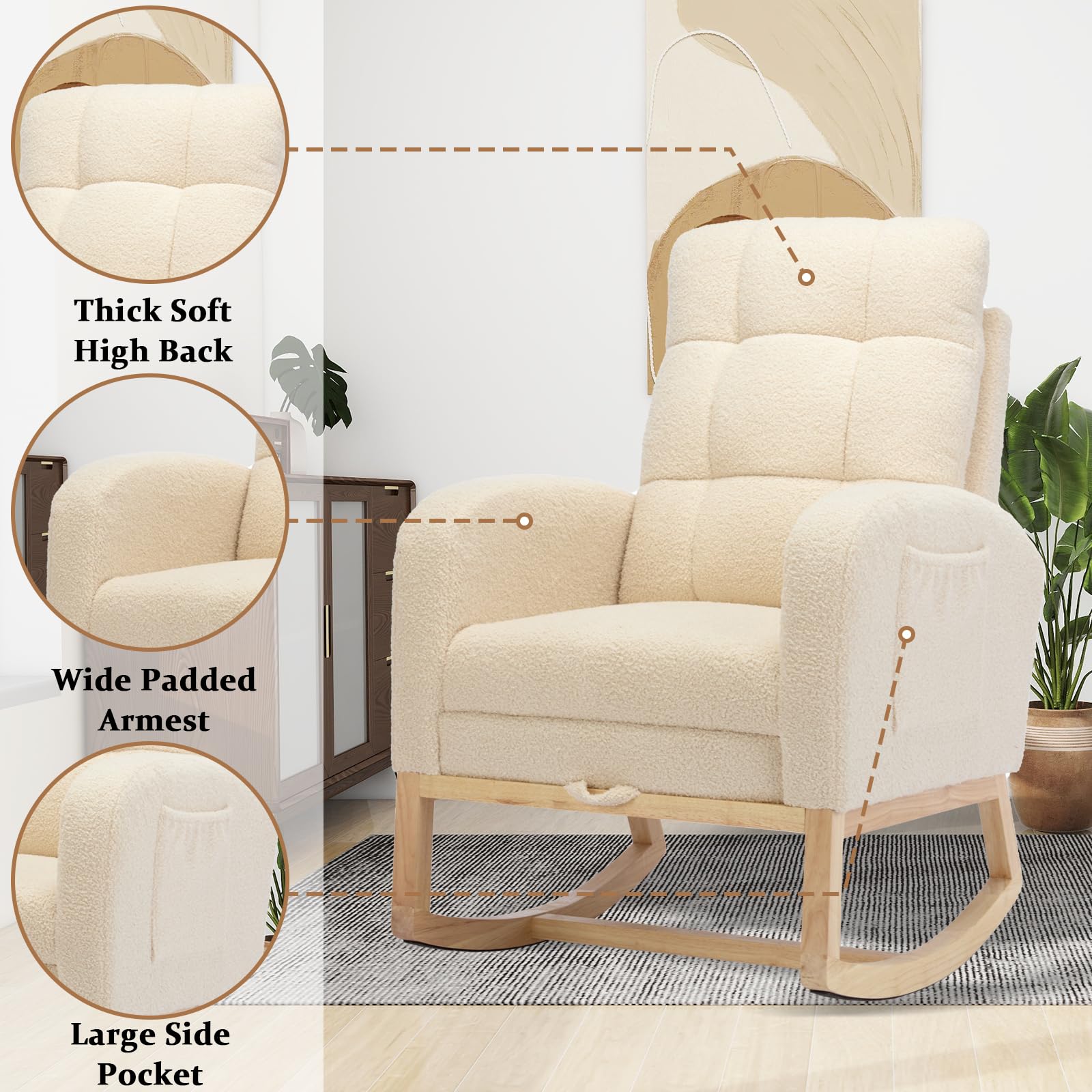 Modern Nursery Rocking Chair with Adjustable Footrest