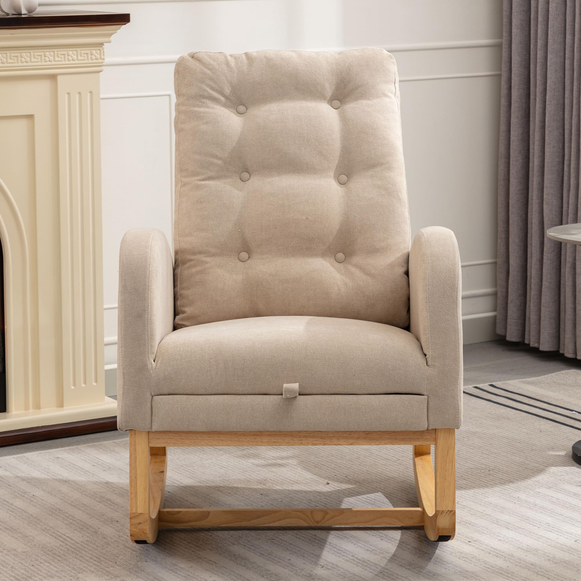 Nursery Rocking Chair with Footrest and Side Pocket
