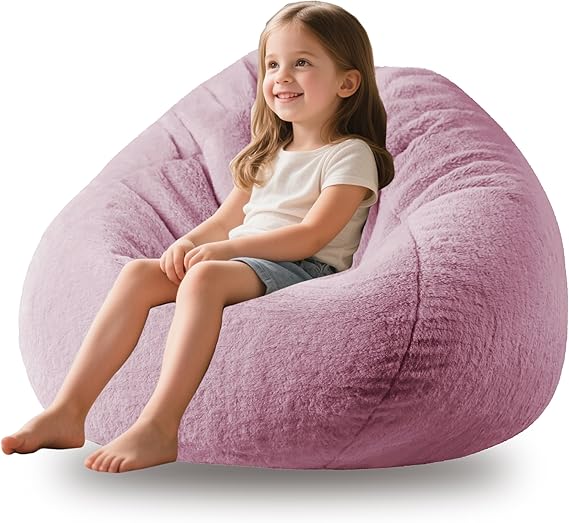 3FT Faux Fur Comfy Memory Foam Bean Bag Chairs for Kids or Babies