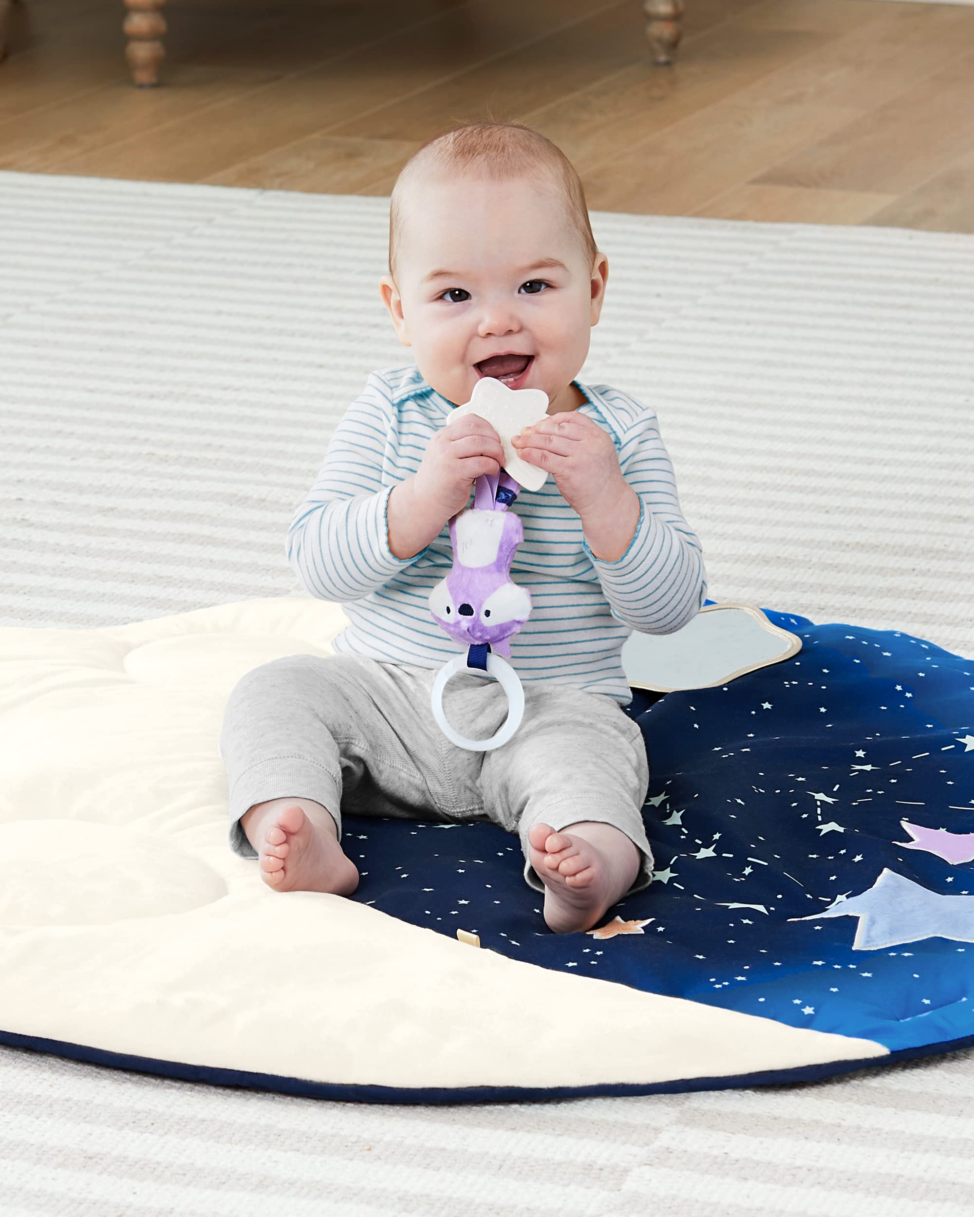Tummy Time Mat, 3-in-1 Activity Baby Play Gym, Age 0+, Celestial Dreams, Grey