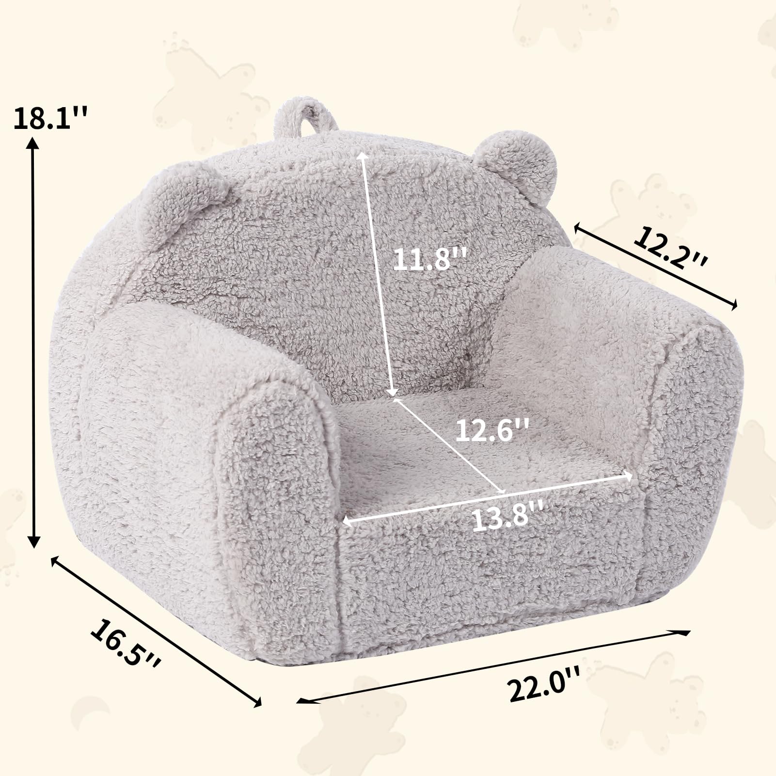 Toddler Sherpa Chair with Foam Cushioning