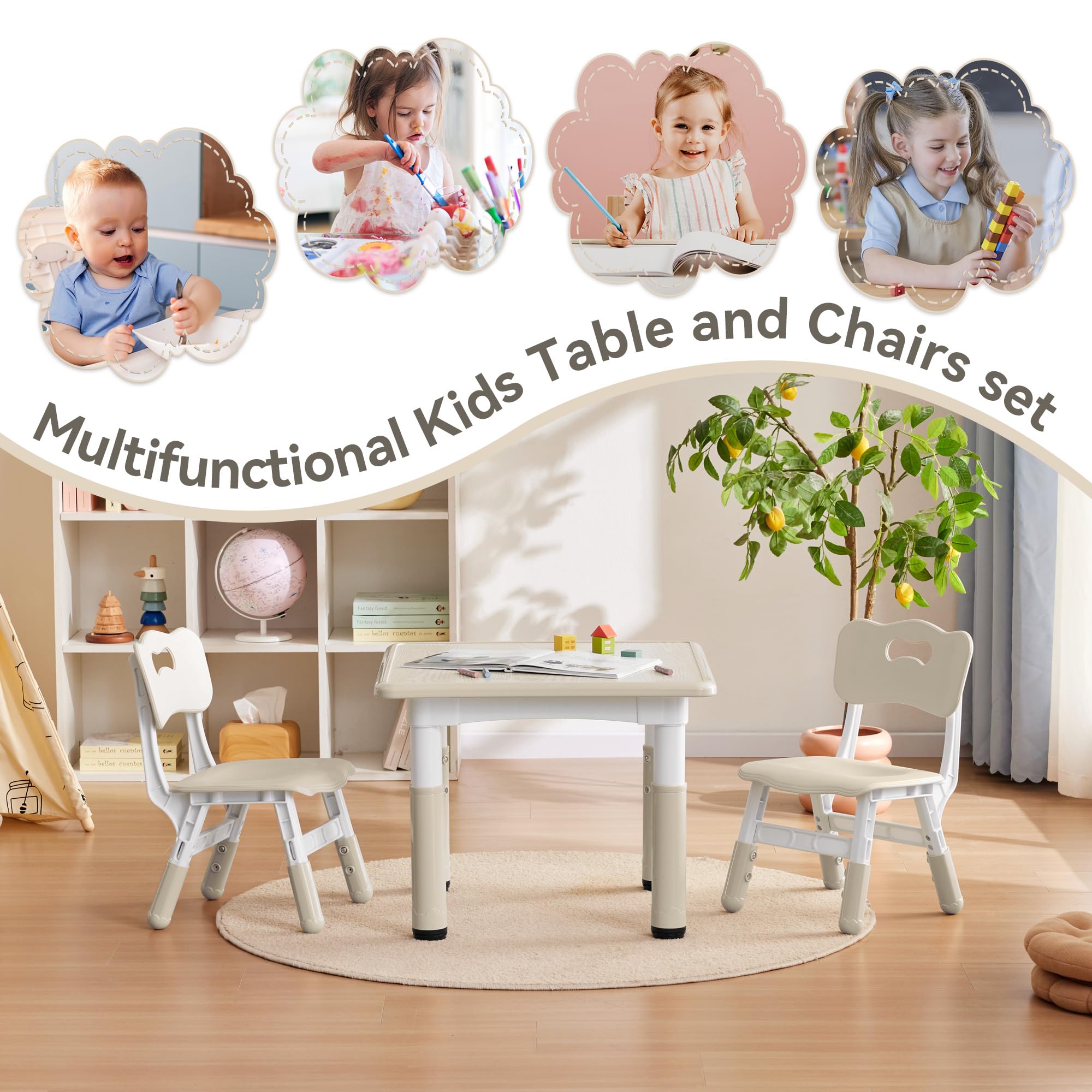 Height Adjustable Kids Table and Chair Set