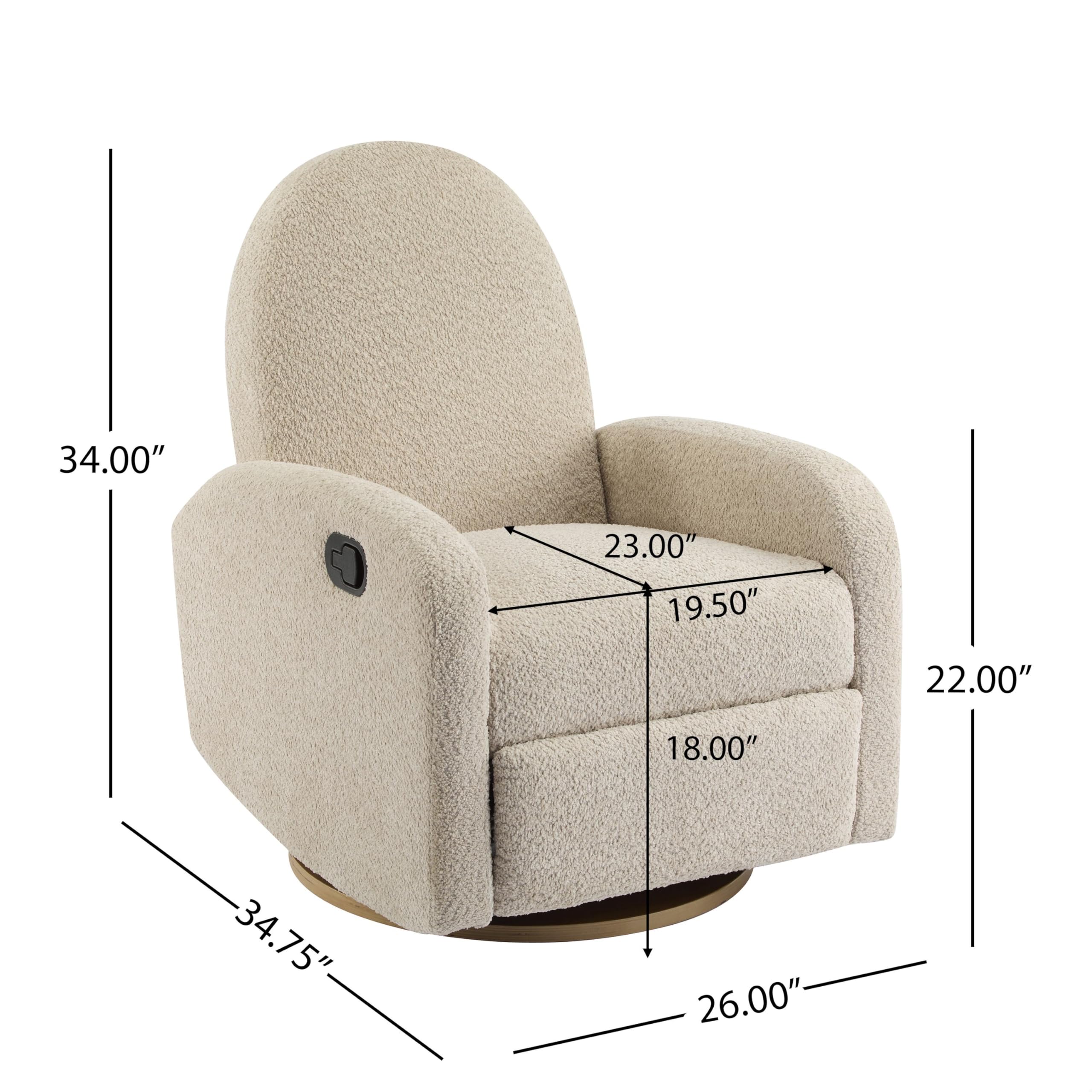 Swivel Glider Recliner Chair for Nursery with Boucle Upholstery