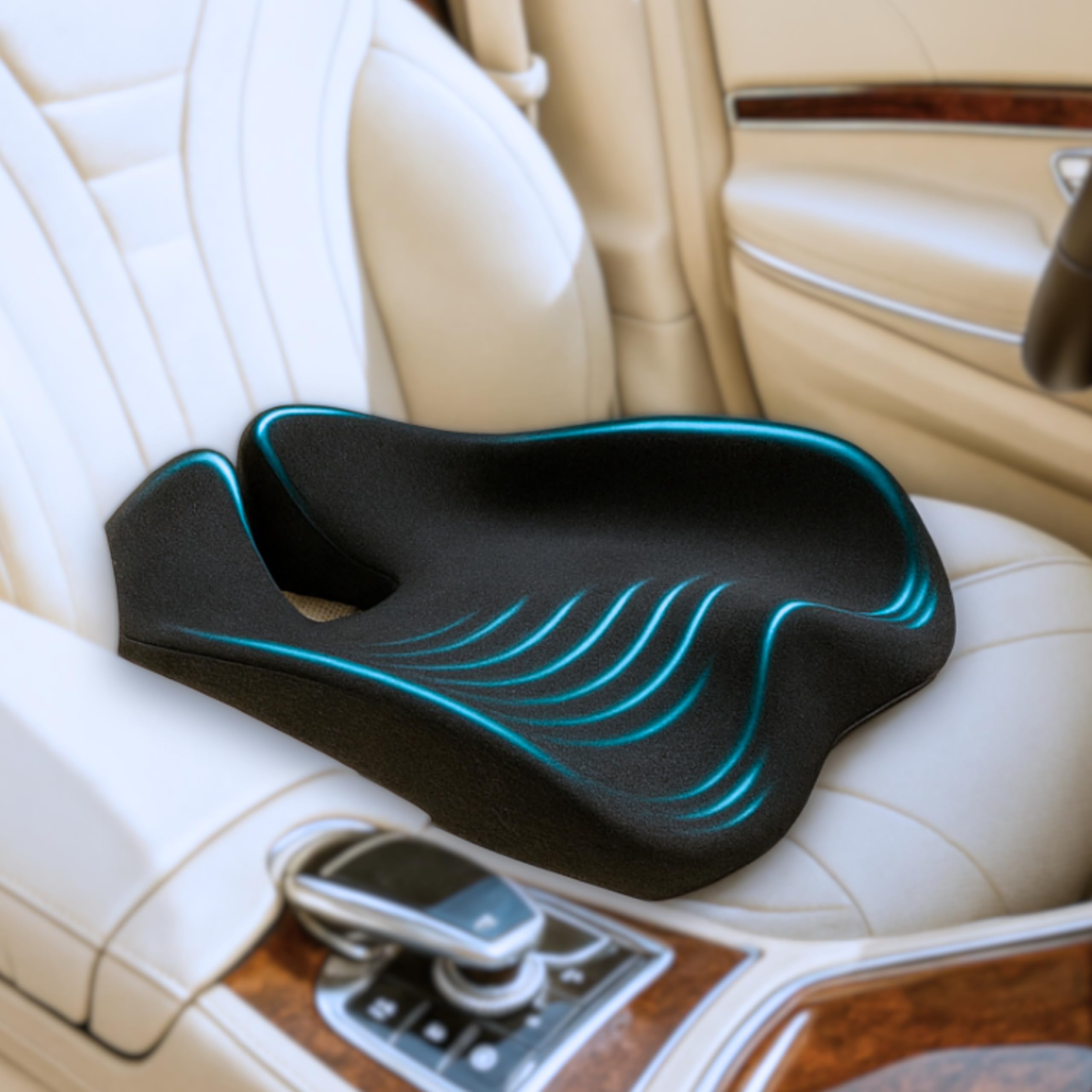 Car Seat Cushion for Driving — Orthopedic Memory Foam Car Seat Pad for Sciatica