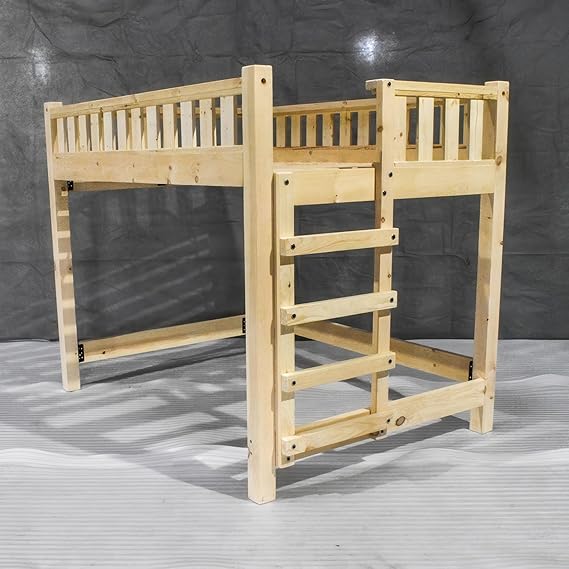 Wood Loft Bed Frame, Queen Size - Unfinished/Natural, Heavy Duty