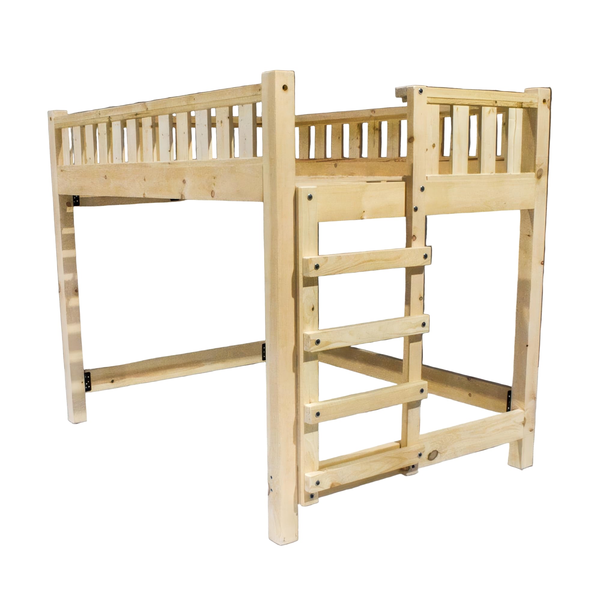 Wood Loft Bed Frame, Queen Size - Unfinished/Natural, Heavy Duty