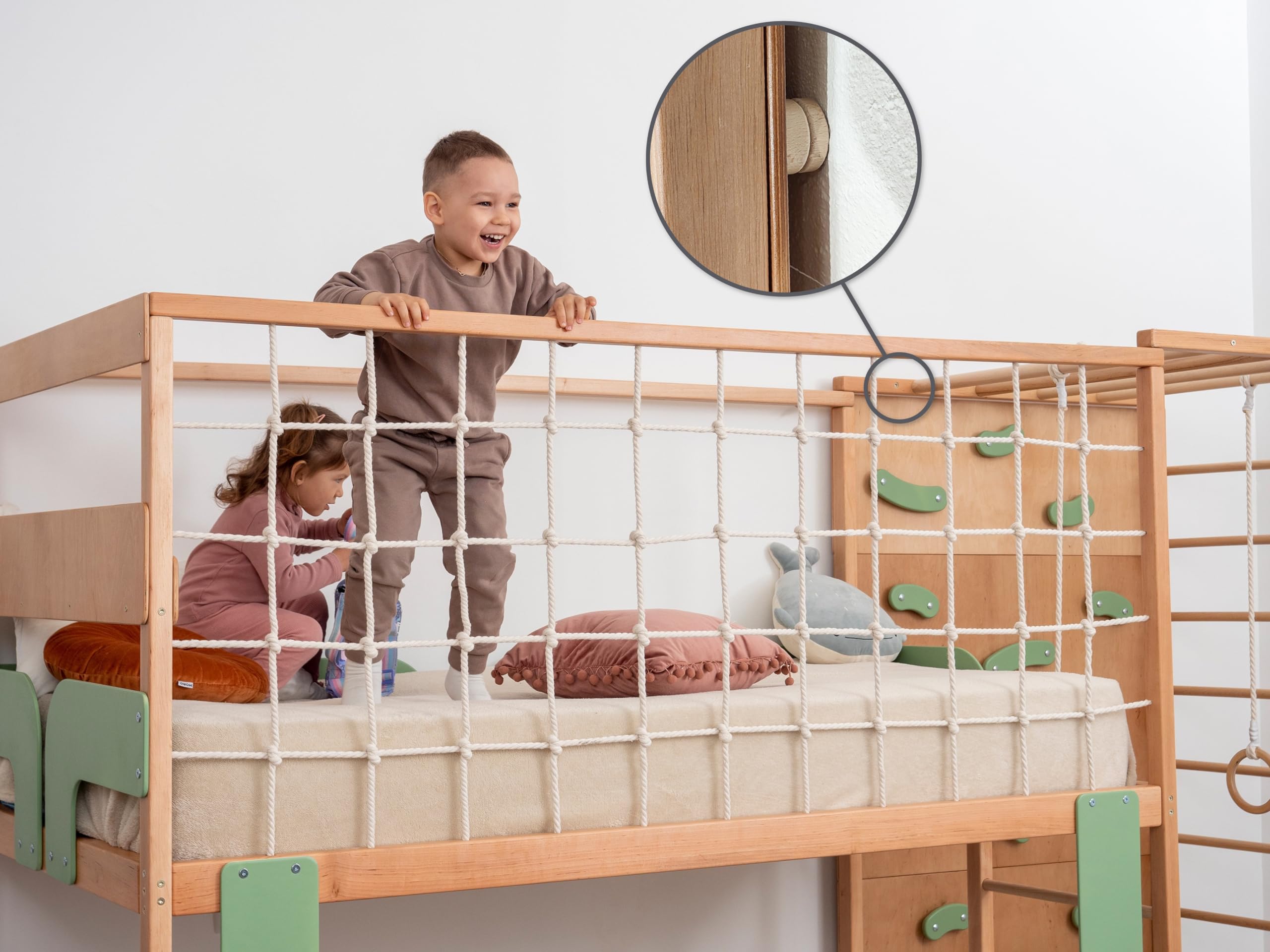 2-in-1 Bunk Bed with Desk and Indoor Jungle Gym