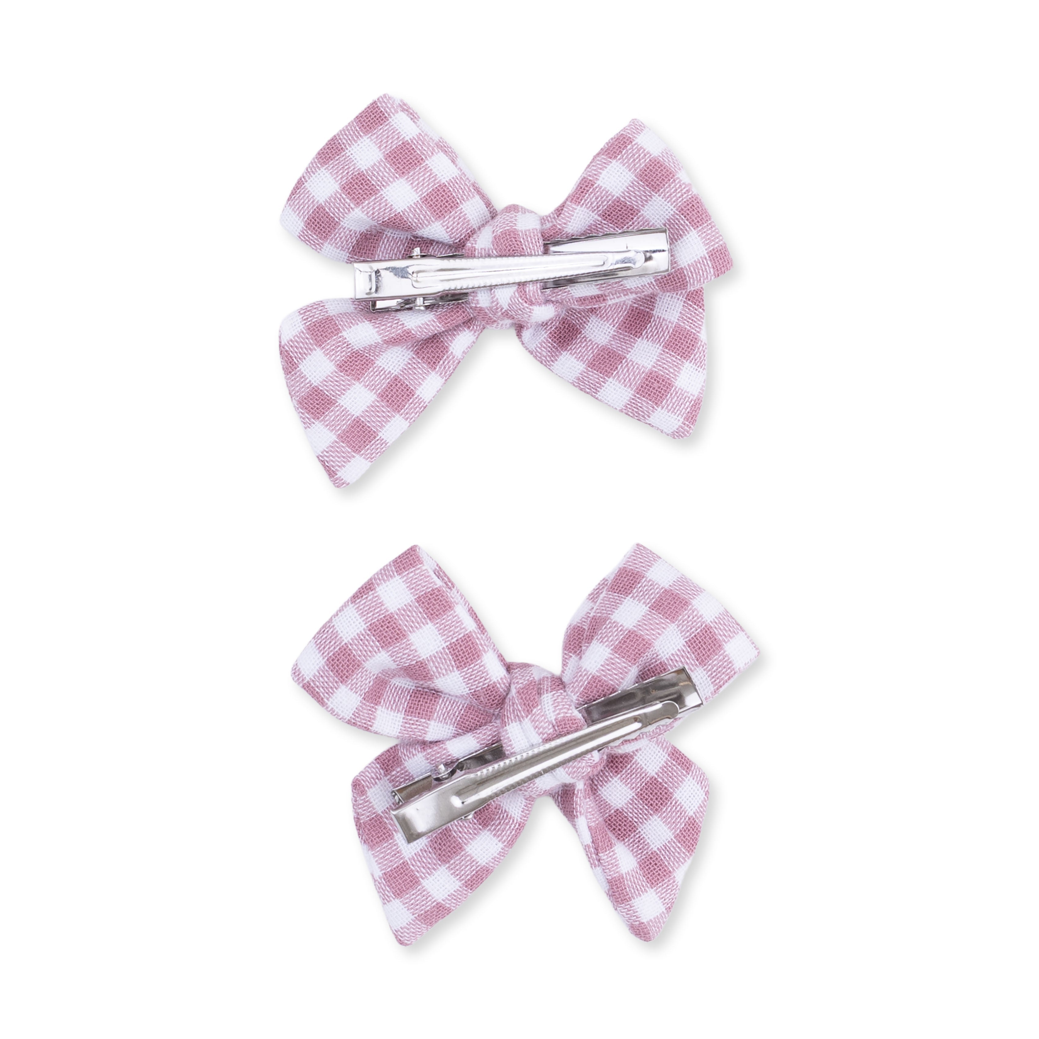 Berry Gingham - 2 Pack Bow Clips