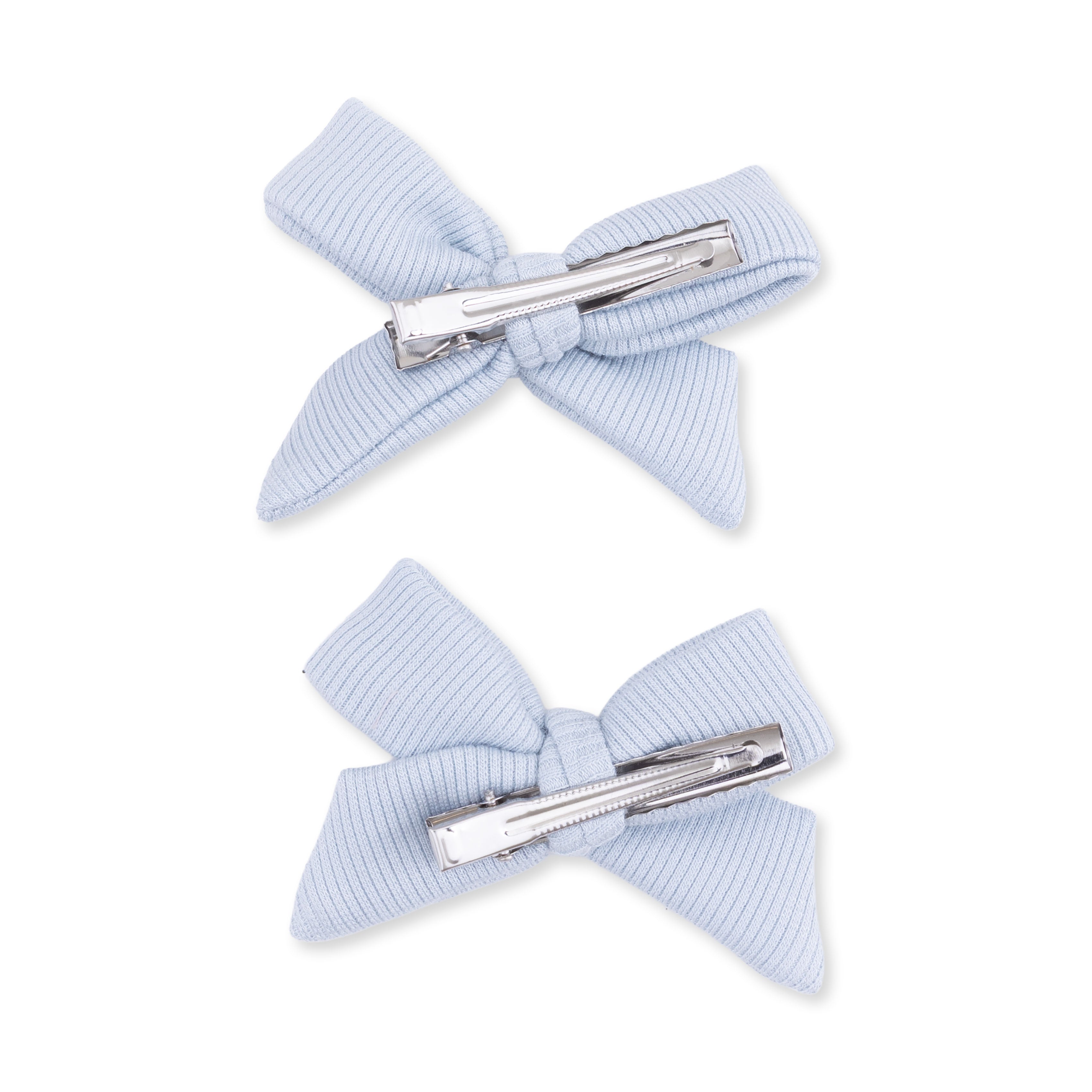Solid Sheer Blue Rib - 2 Pack Bow Clips