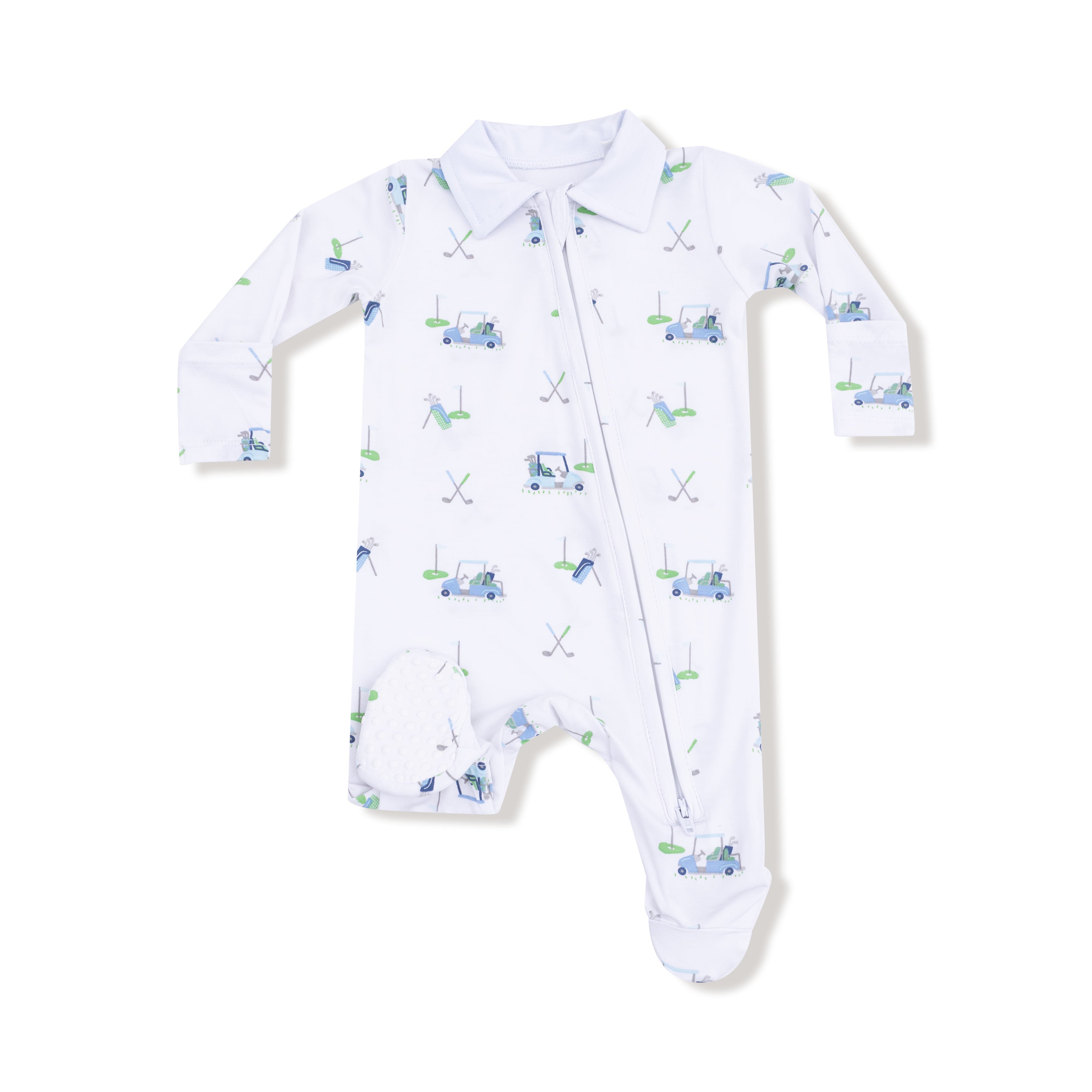 Baby Golf Carts - Blue - Polo 2 Way Zipper Footie