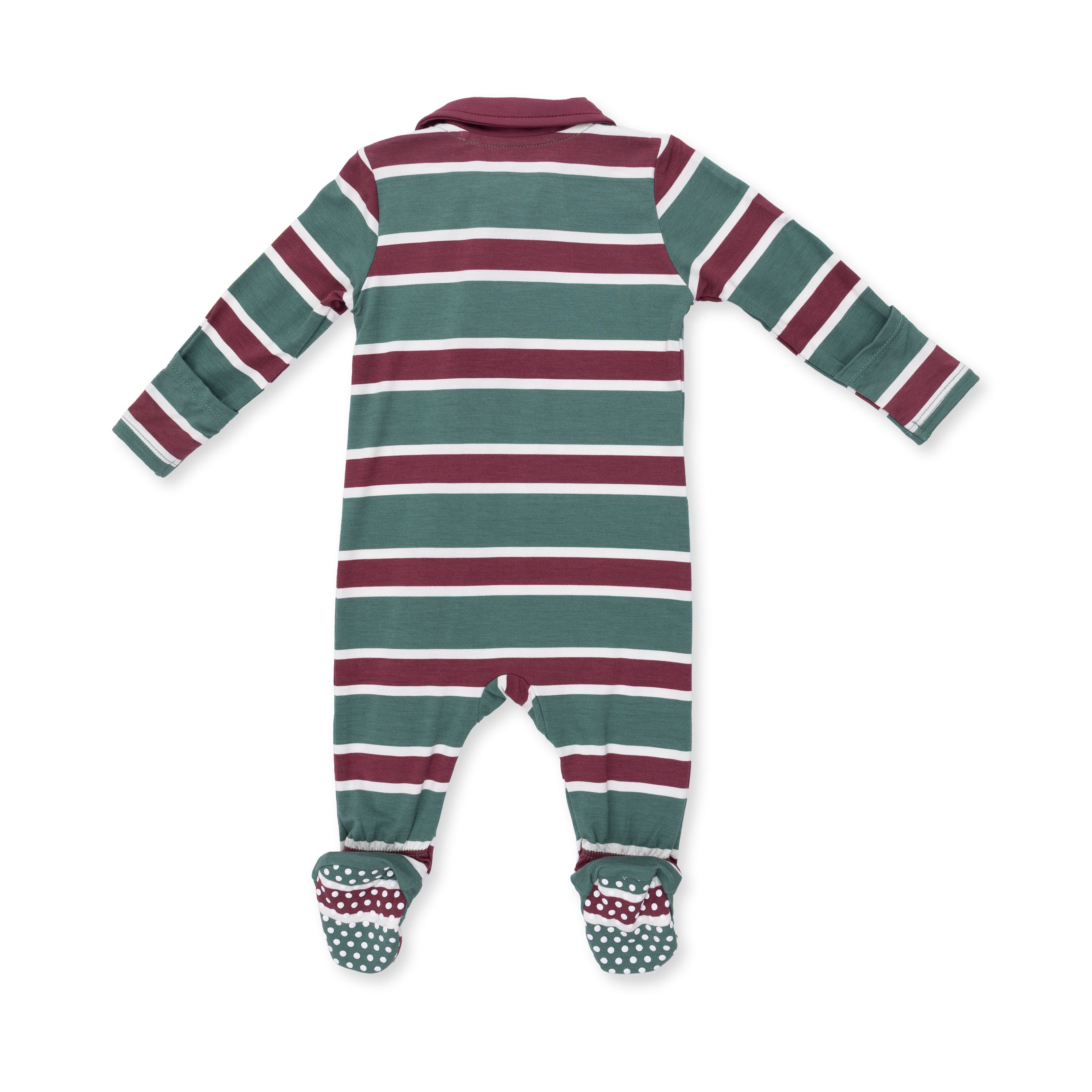 Rugby Stripe Green - Polo 2 Way Zipper Footie