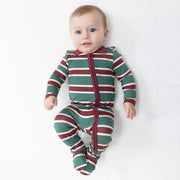 Rugby Stripe Green - Polo 2 Way Zipper Footie
