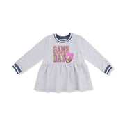 Varsity - Light Grey - French Terry Dress with Game Day Patch