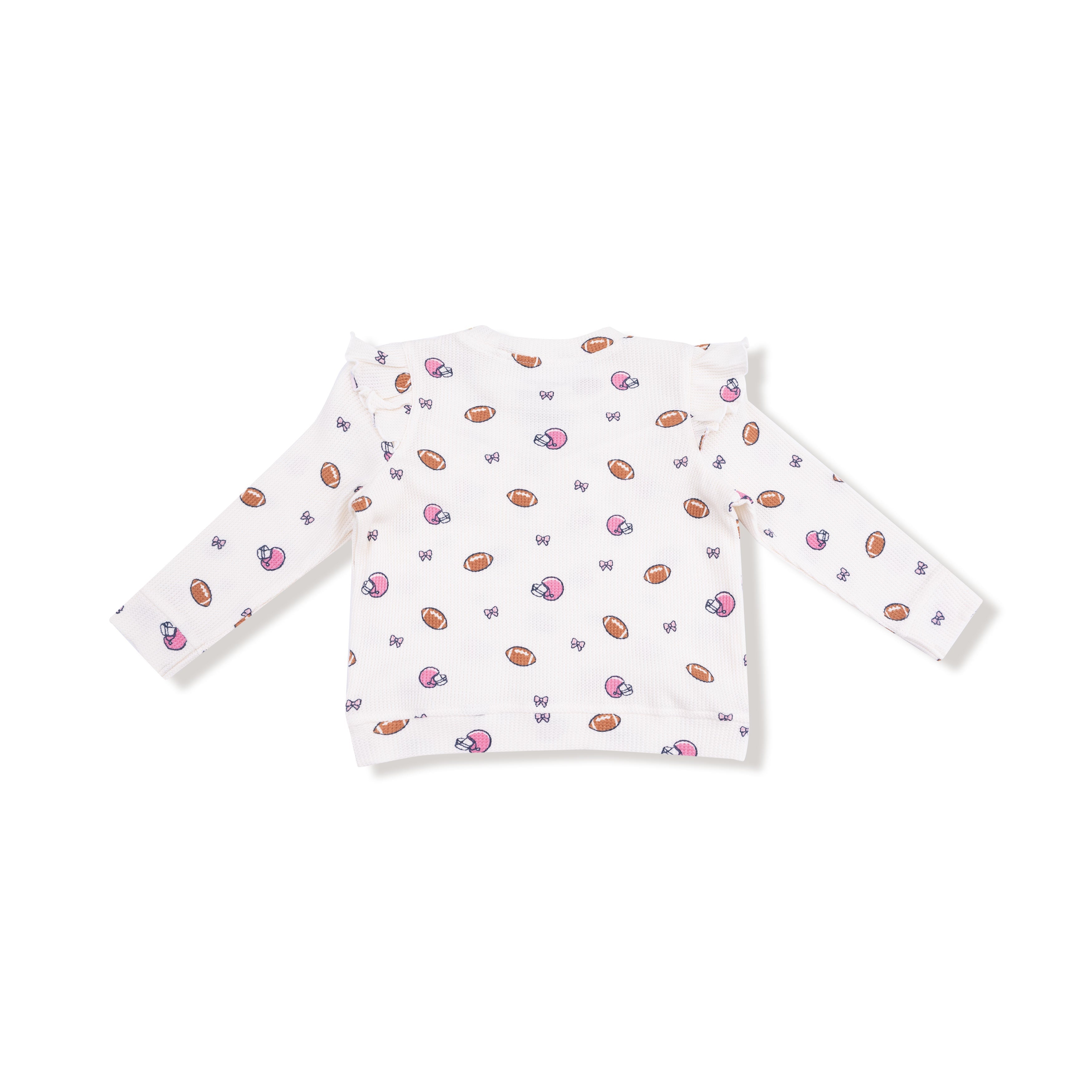 Footballs and Bows - Ruffle Waffle Top and Waffle Flare Pant
