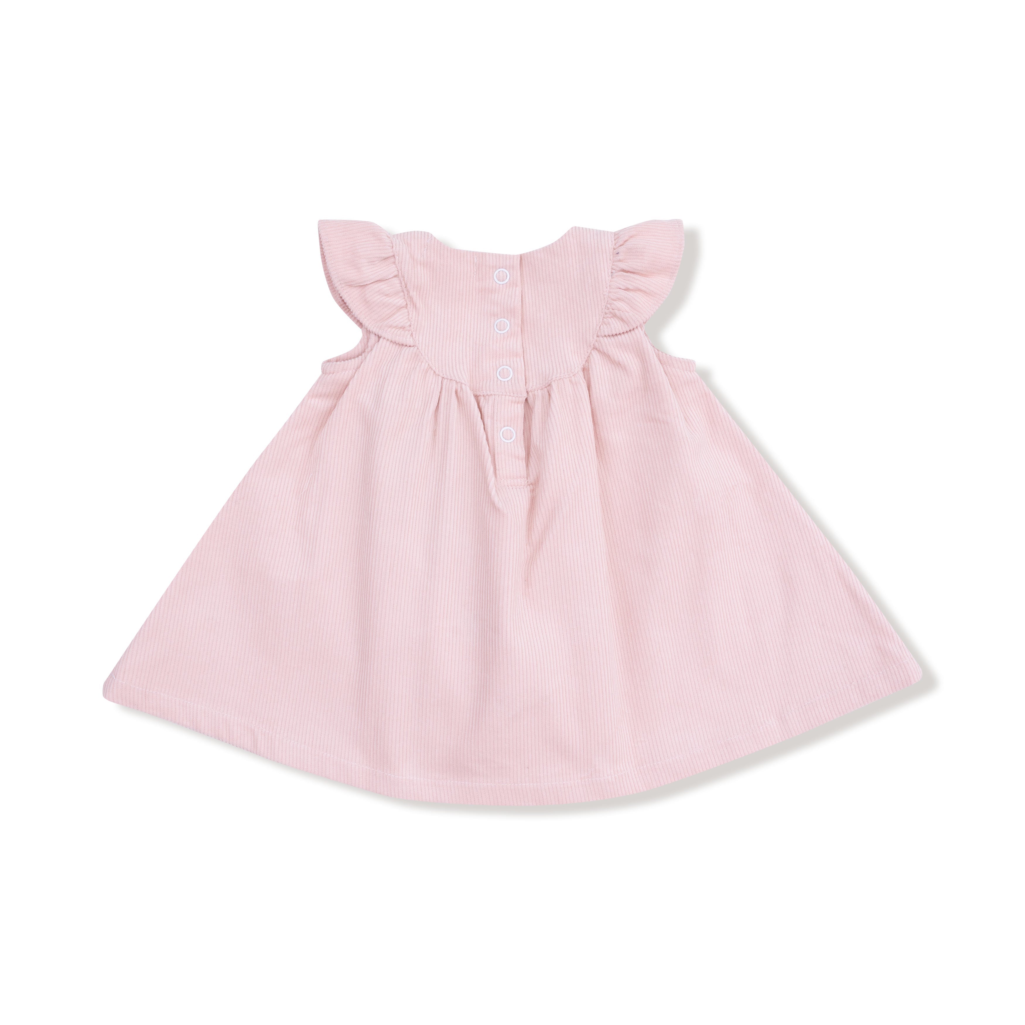 Veiled Pink - Scoop Yoke with Ruffle Dress + Bloomer