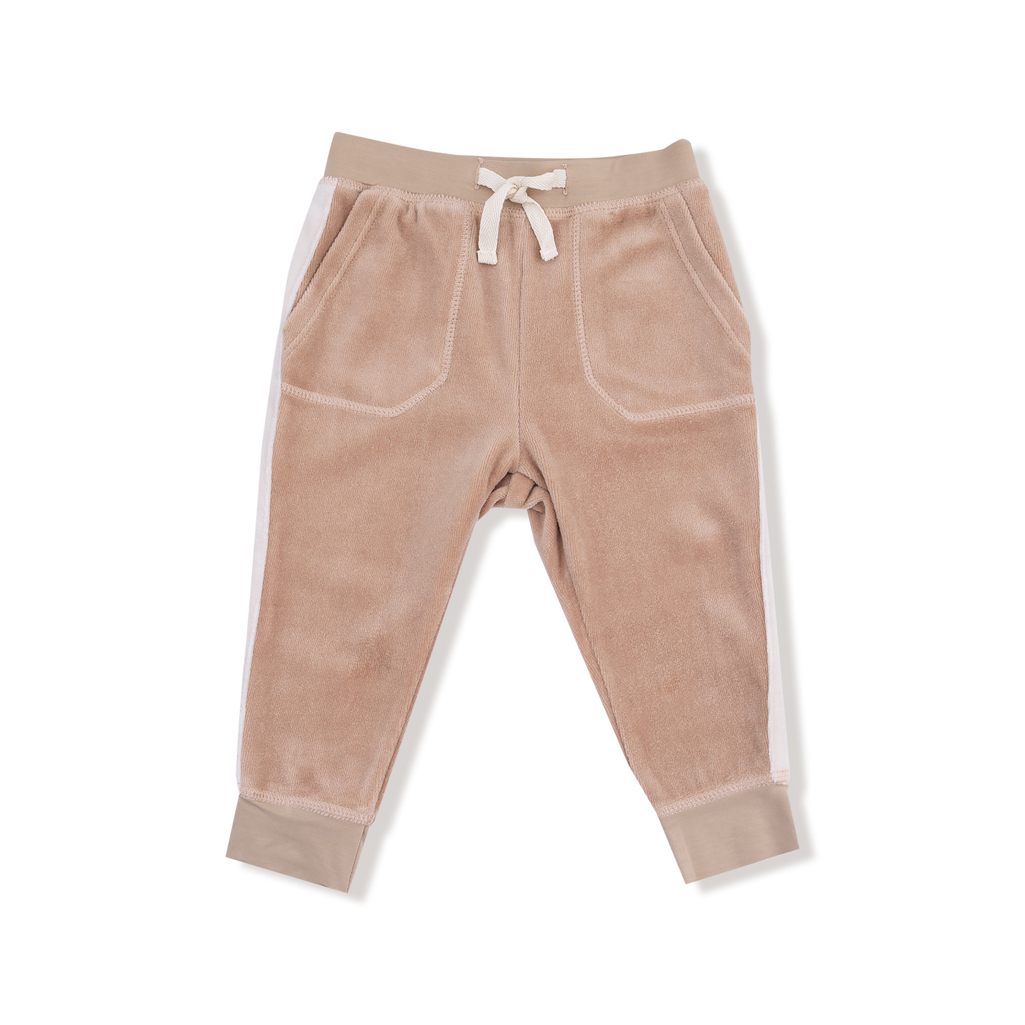 Velour Teddy Bear - Zip Hoodie + Varsity Stripe Jogger Set