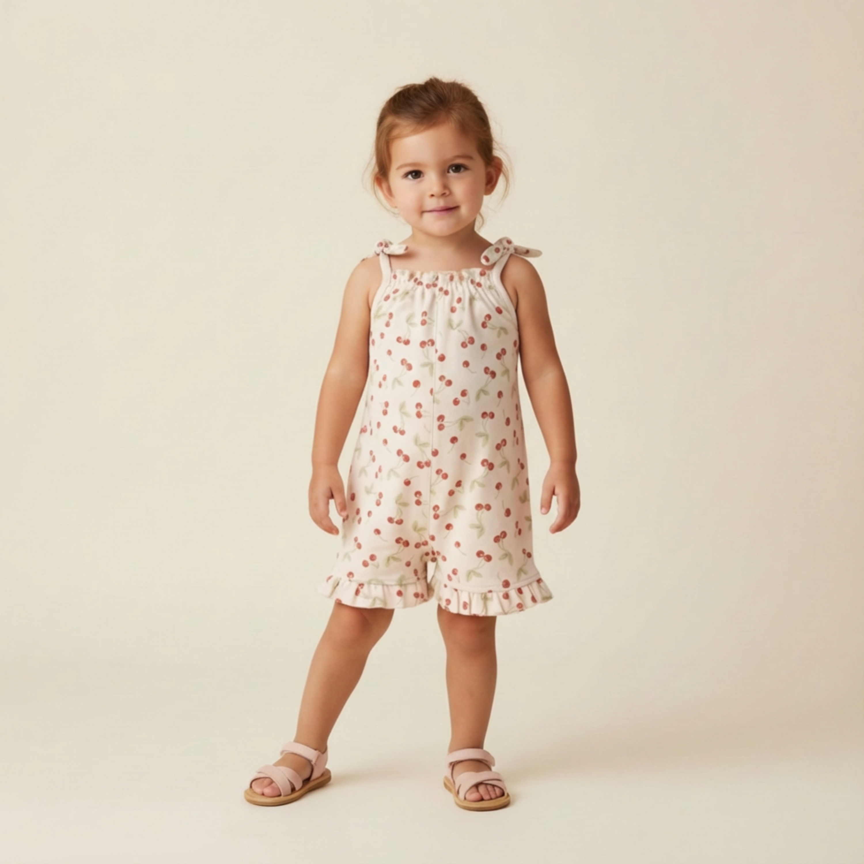 Organic Ruffle Jumpsuit - Cherry