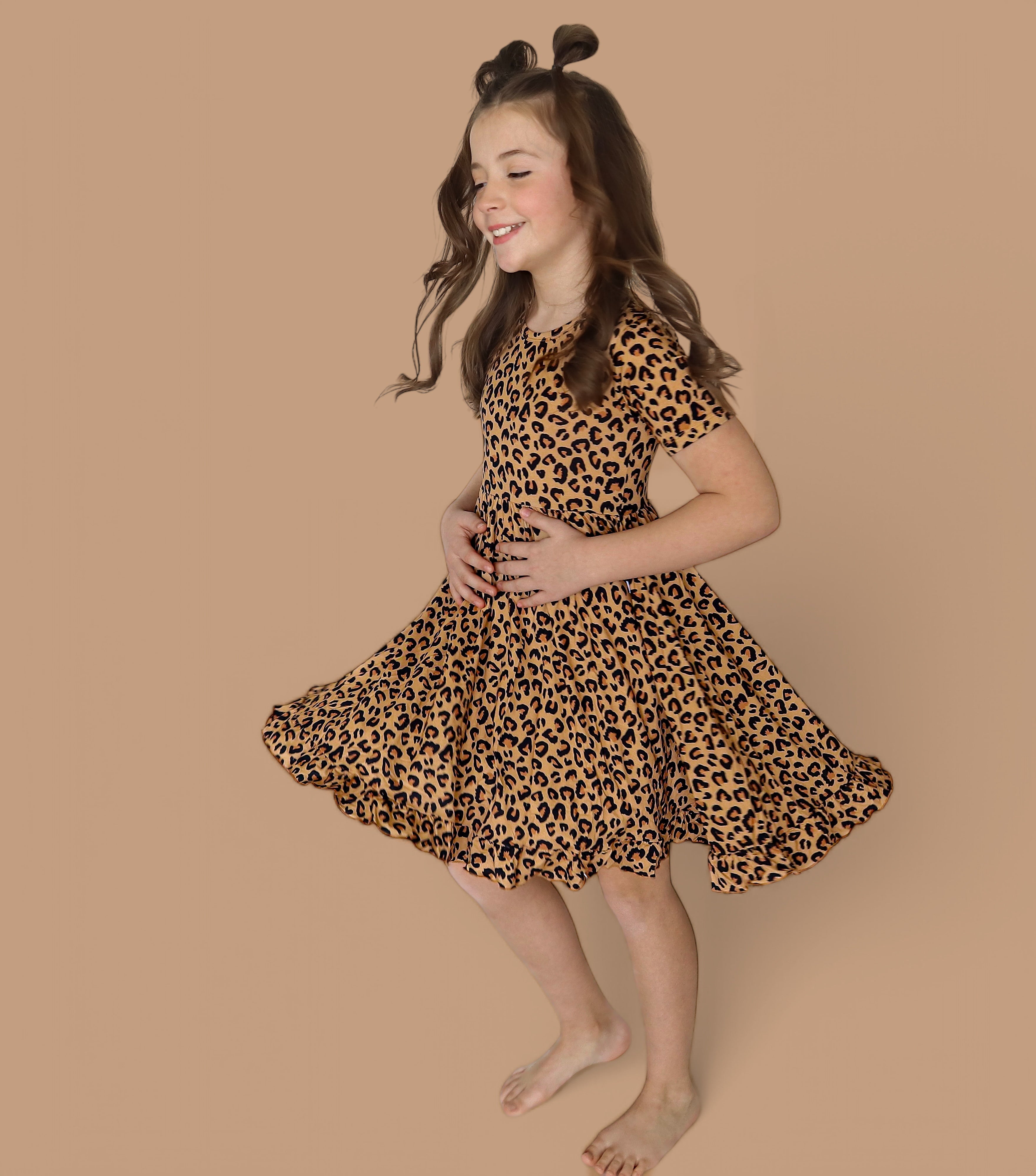 LEOPARD DREAM RUFFLE DRESS