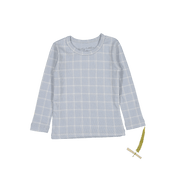 The Printed Long Sleeve Tee - Blue Grid