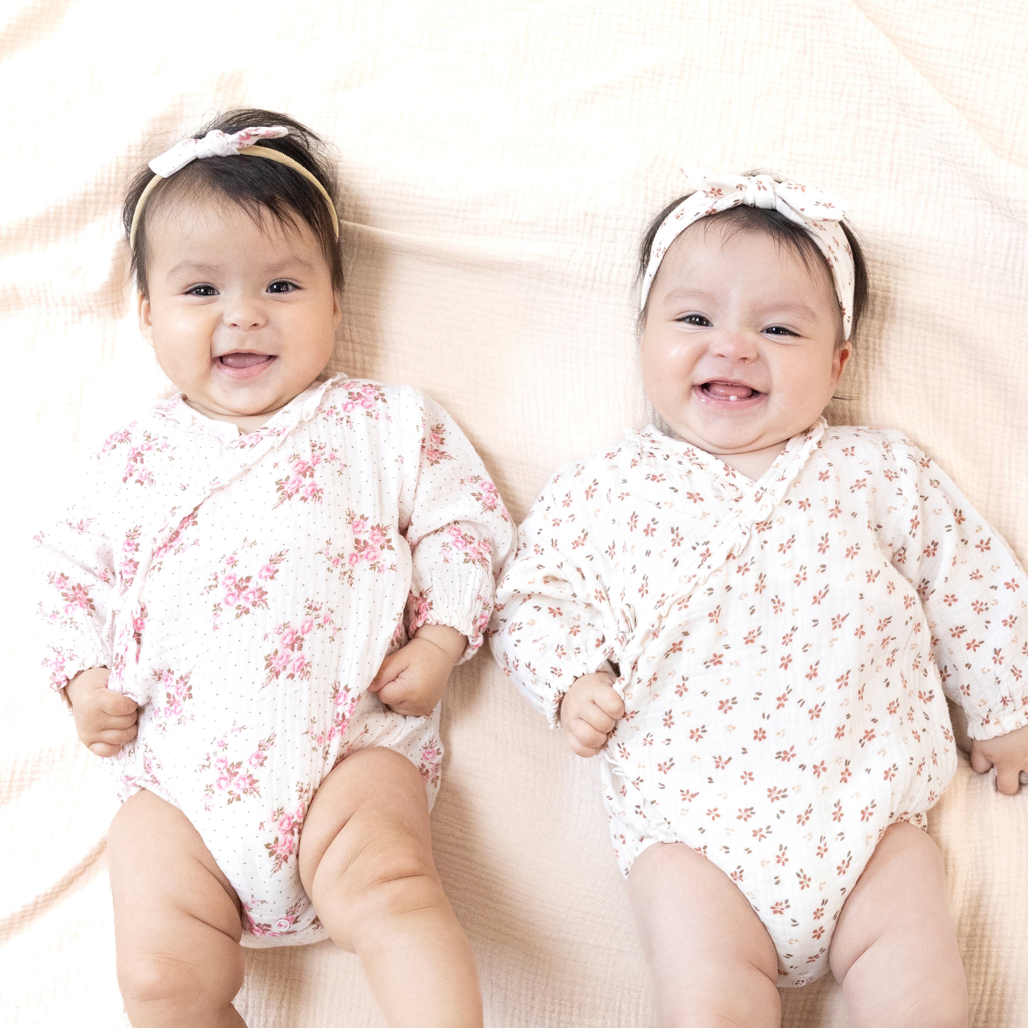 Belle Rosette Dot - Long Sleeve Kimono Bodysuit