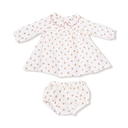 Petite Pointe Fleur - Long Sleeve Petal Collar Dress and Bloomer