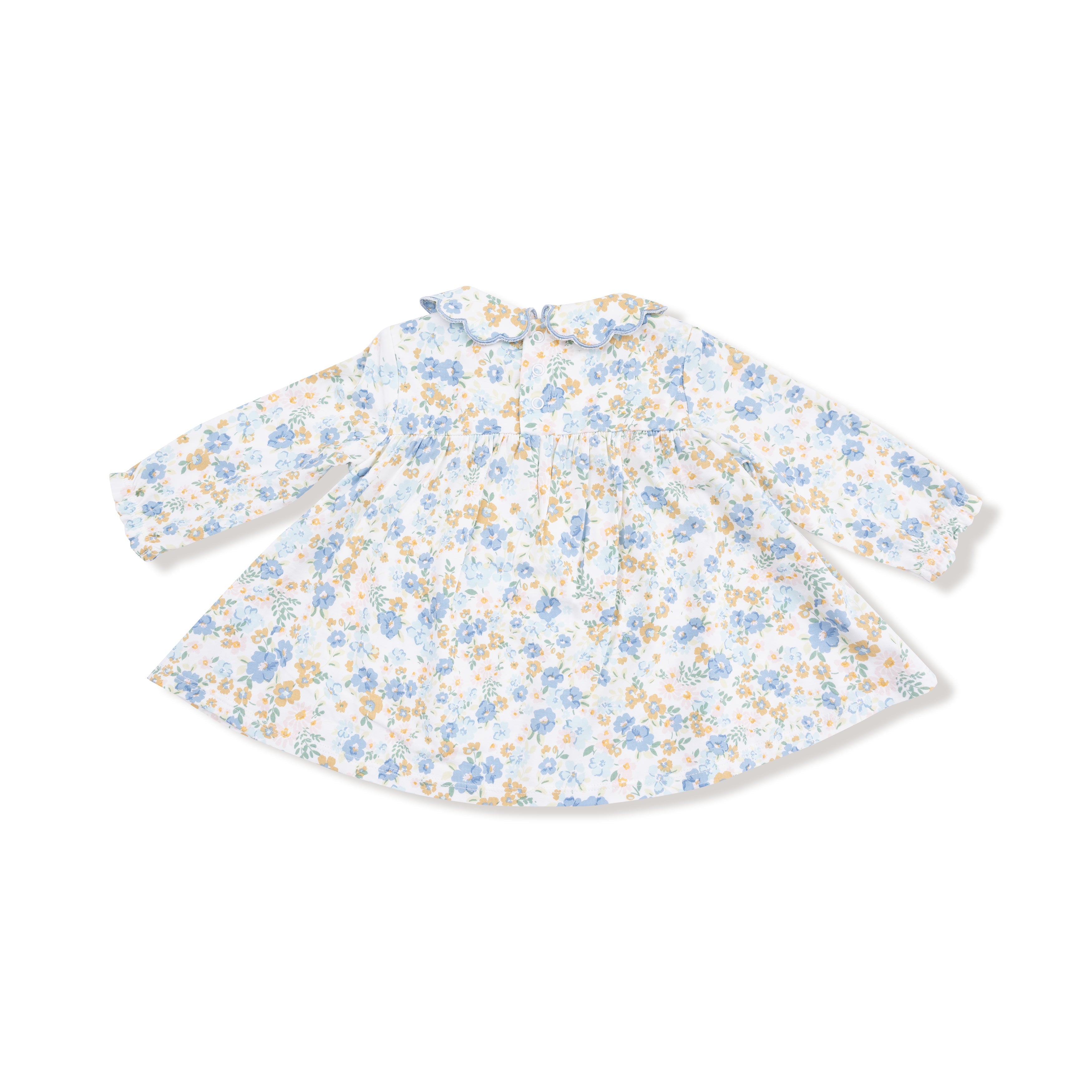 Sweet Rose Calico - Long Sleeve Petal Collar Dress and Bloomer