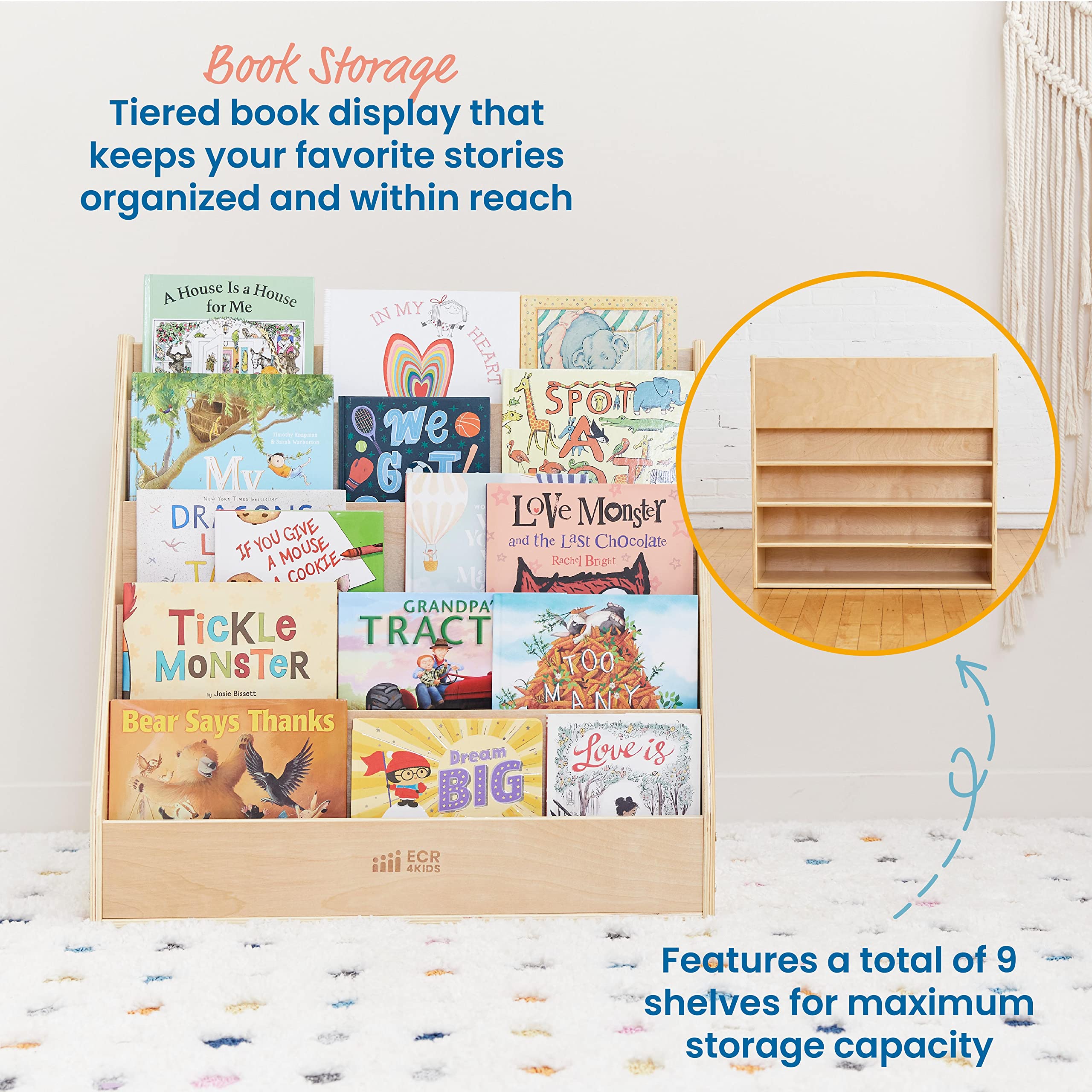 Single-Sided Book Display with Storage