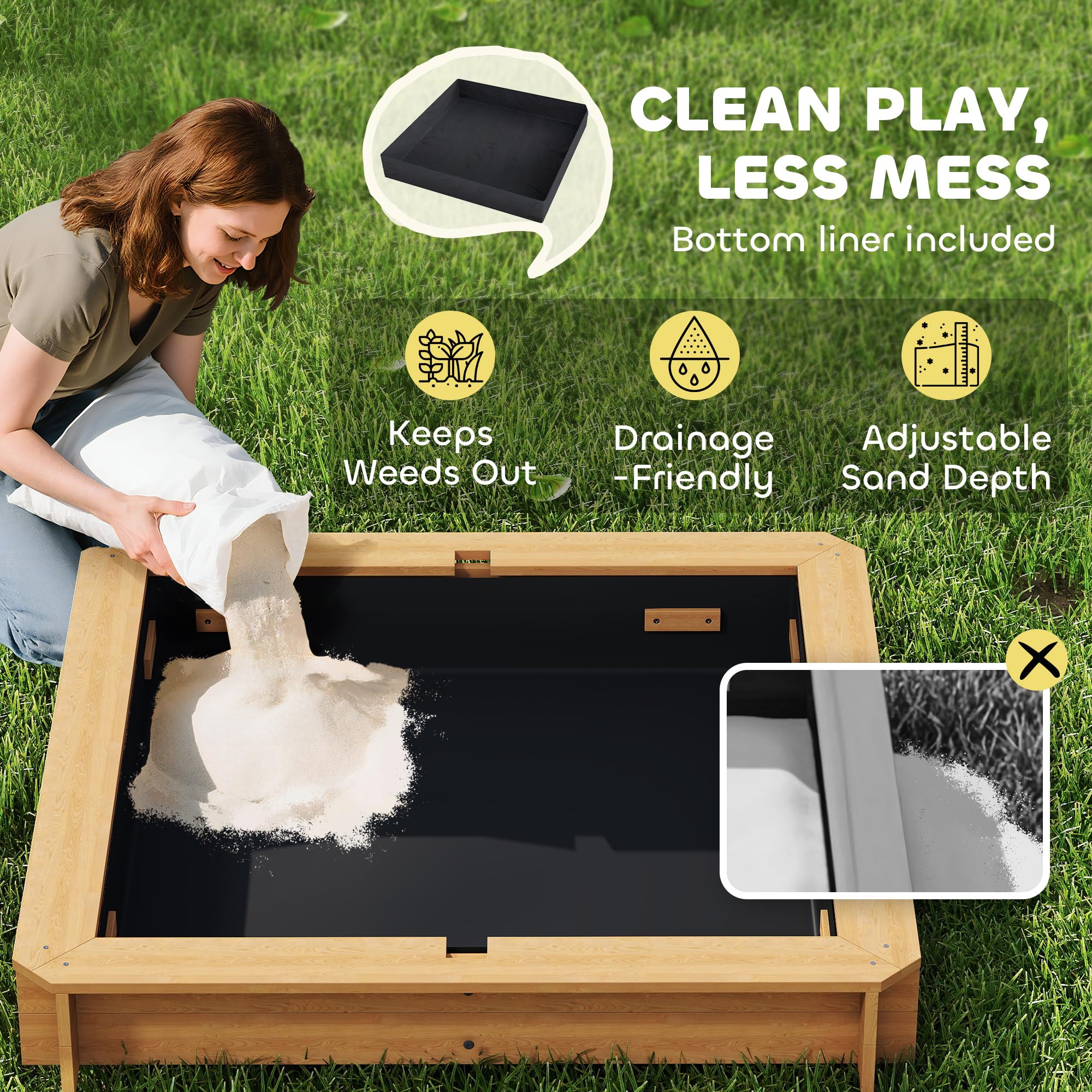 Wooden Sandbox with Canopy and Lid