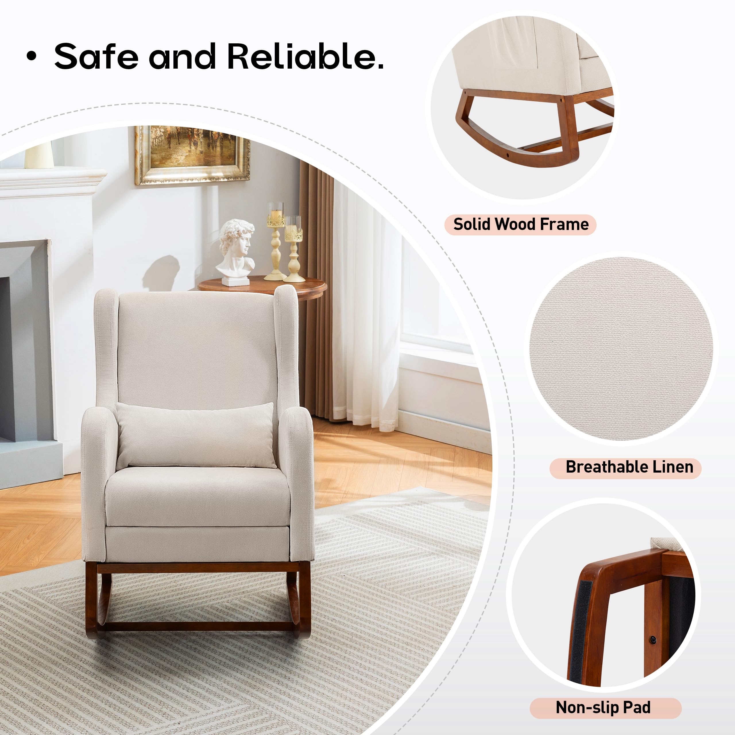 Nursery Glider Rocking Chair with Footrest