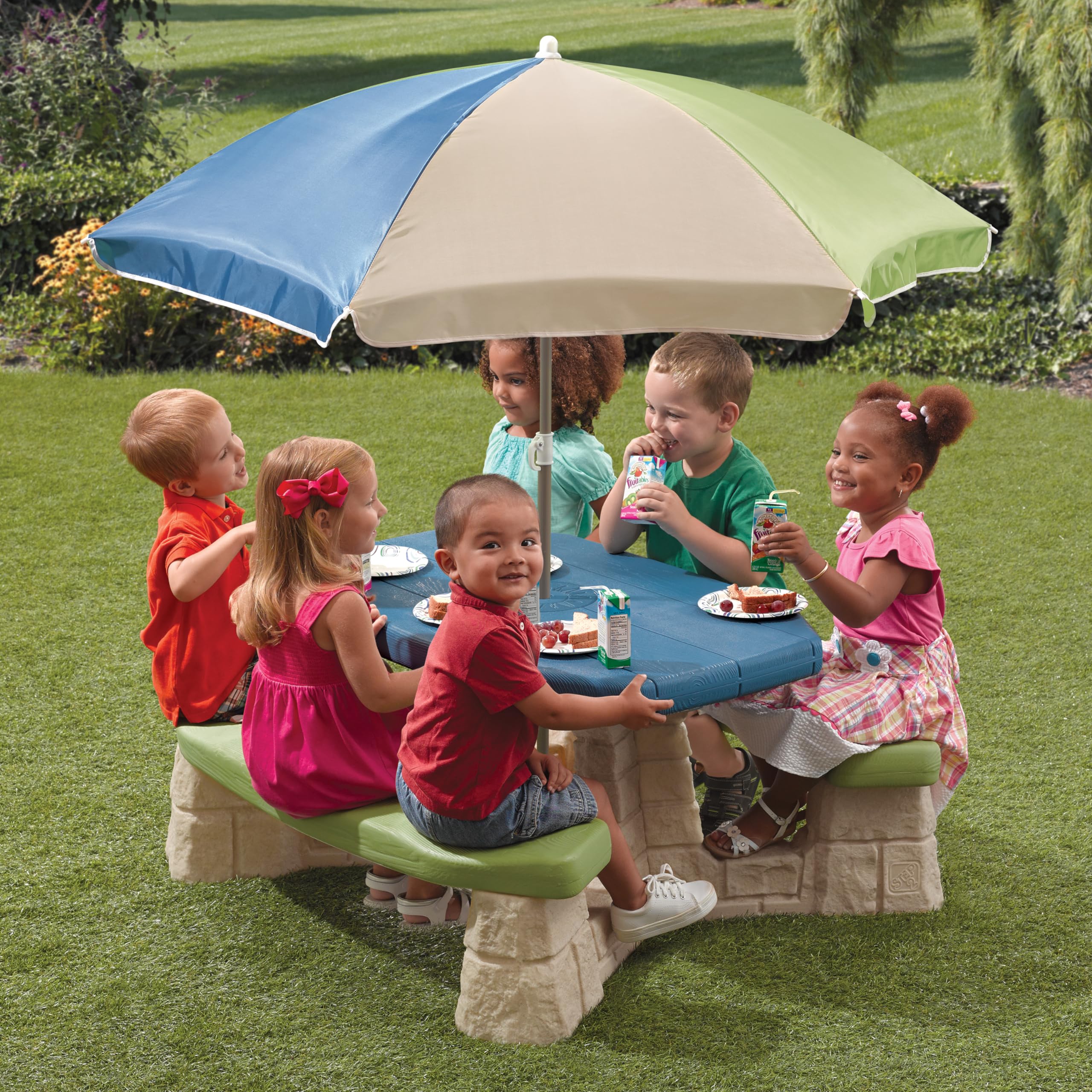 Naturally Playful Kids Picnic Table with Removable Umbrella