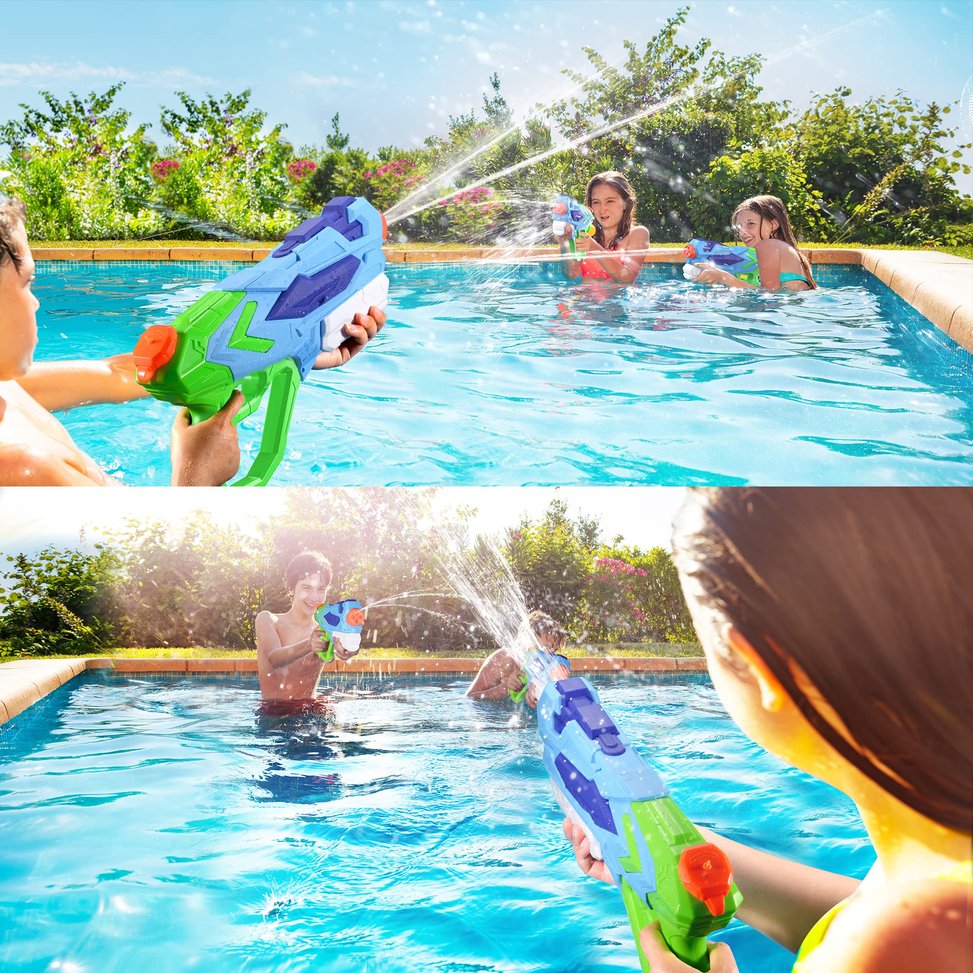 Water Gun for Kids - Quick Soaking Pump, Long Range, 4 Shooting Modes