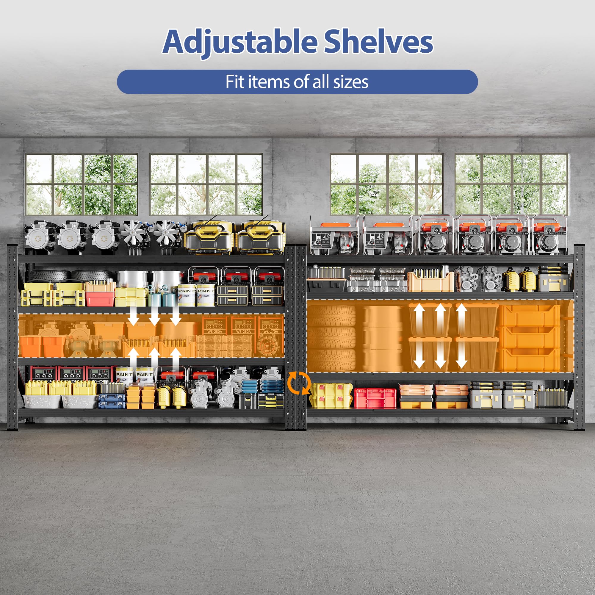 Heavy Duty Garage Storage Shelving Unit 4-Tier Adjustable Metal Shelves