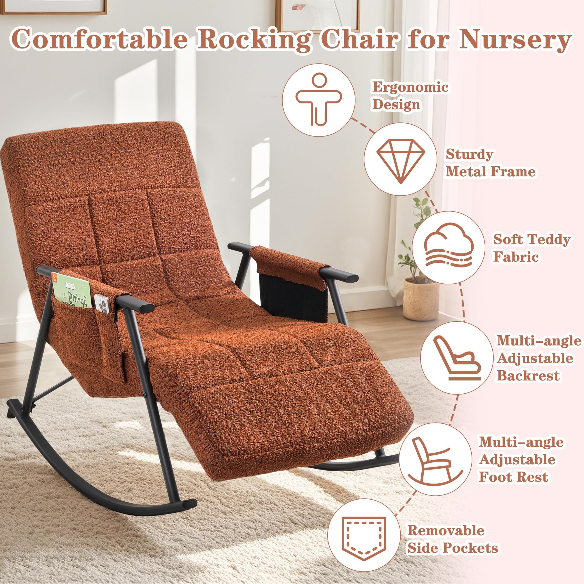 Nursery Rocking Chair with Footrest