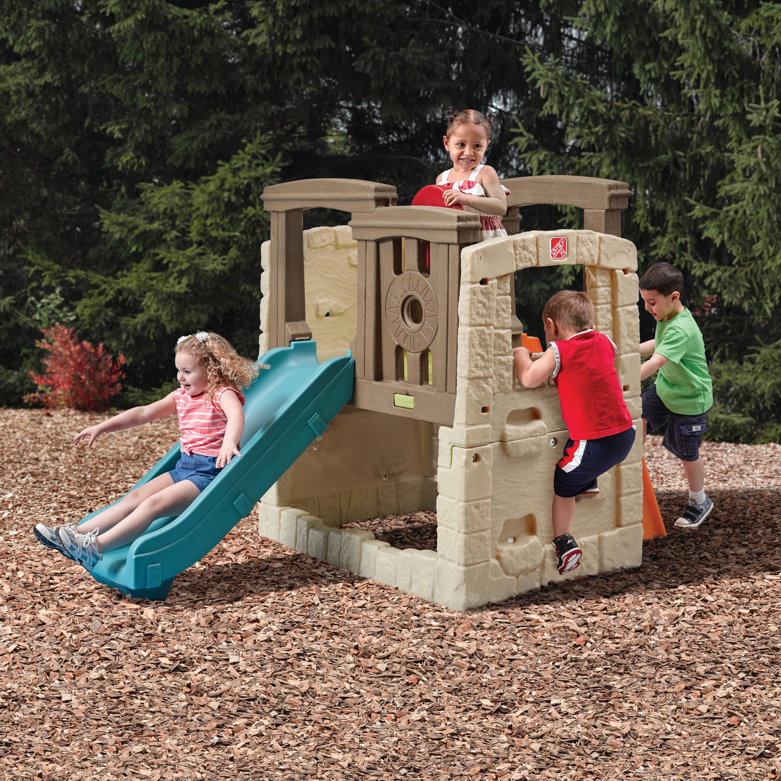Woodland Climber II Kids Playset with Slide and Climbing Wall
