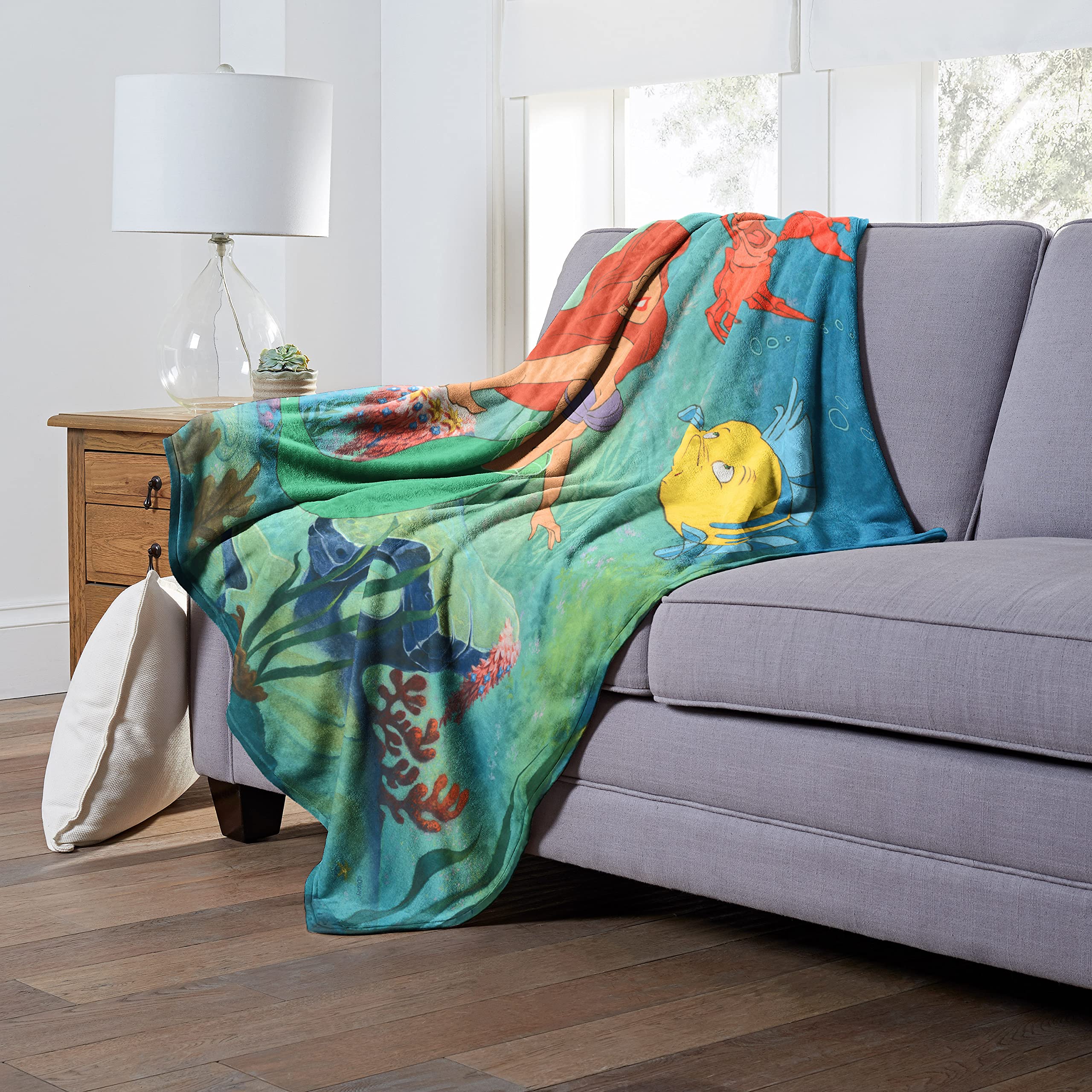 Little Mermaid/Ariel Silk Touch Throw Blanket, 50" x 60", Underwater Friends