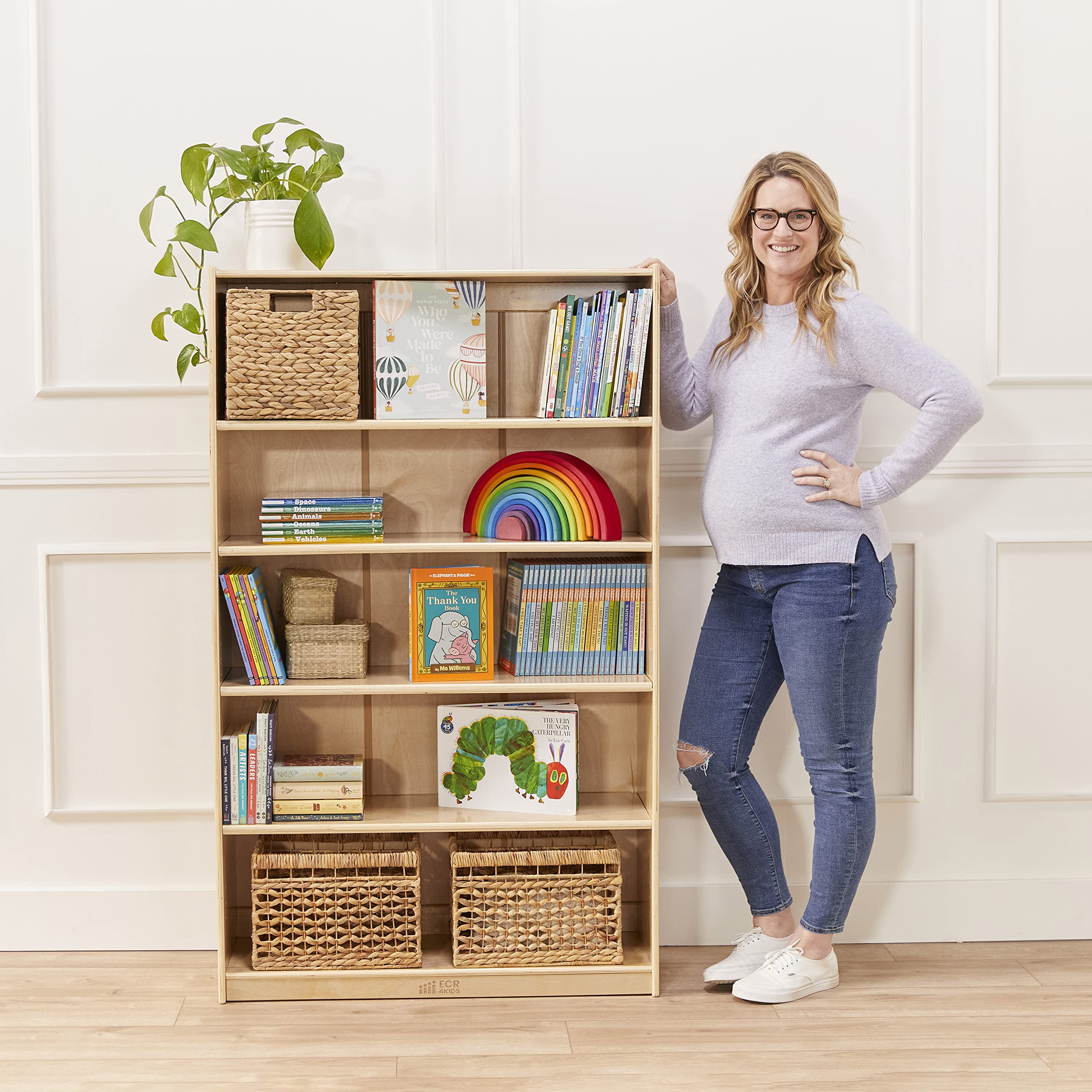 Classic Bookcase, 60in, Adjustable Bookshelf, Natural